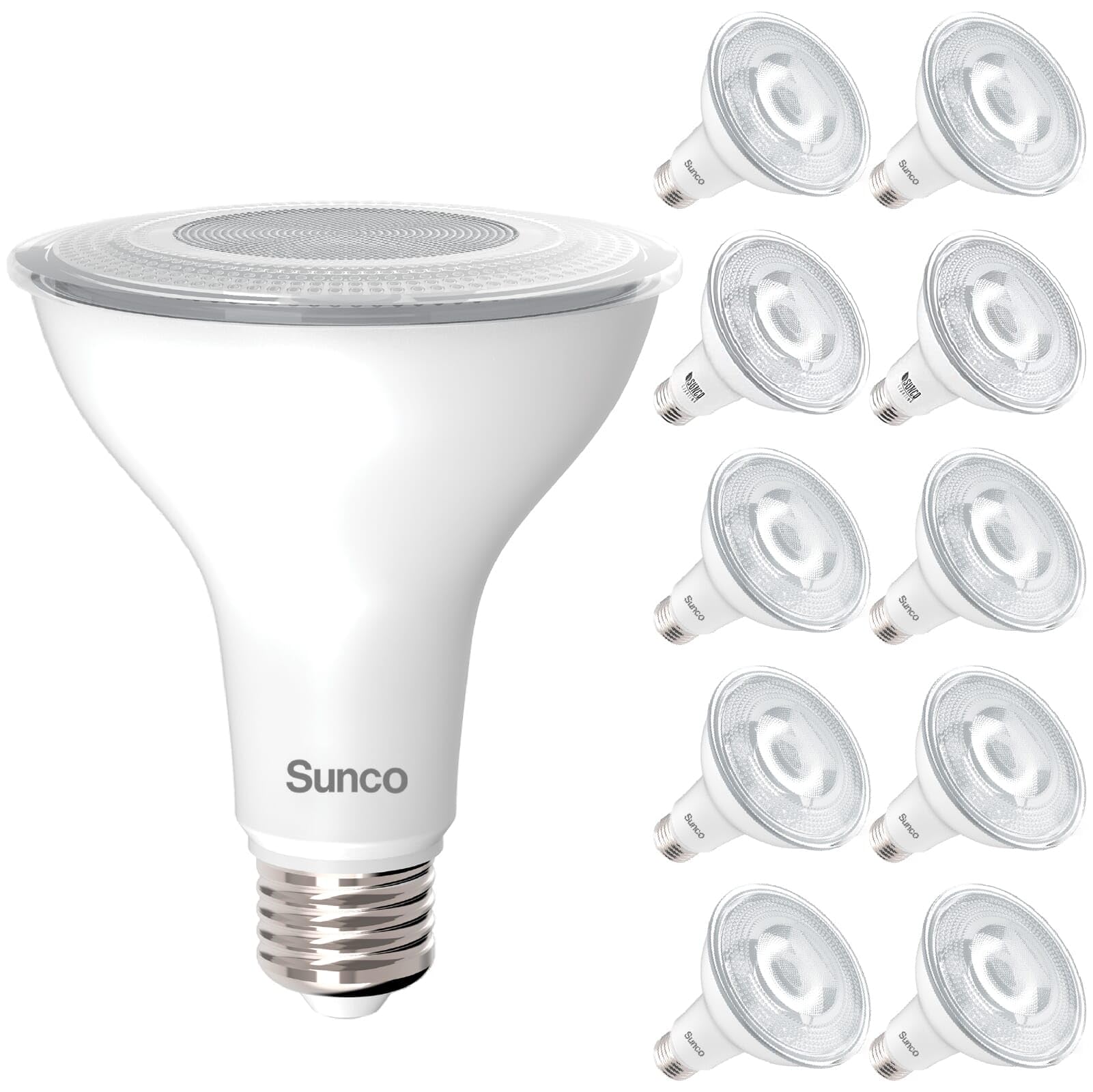 Sunco 10 Par30 Led Bulbs, Flood Light Residential Outdoor Indoor Cri90 75W Equivalent 11W, Dimmable, 4000K White, 850 Lumens, E2