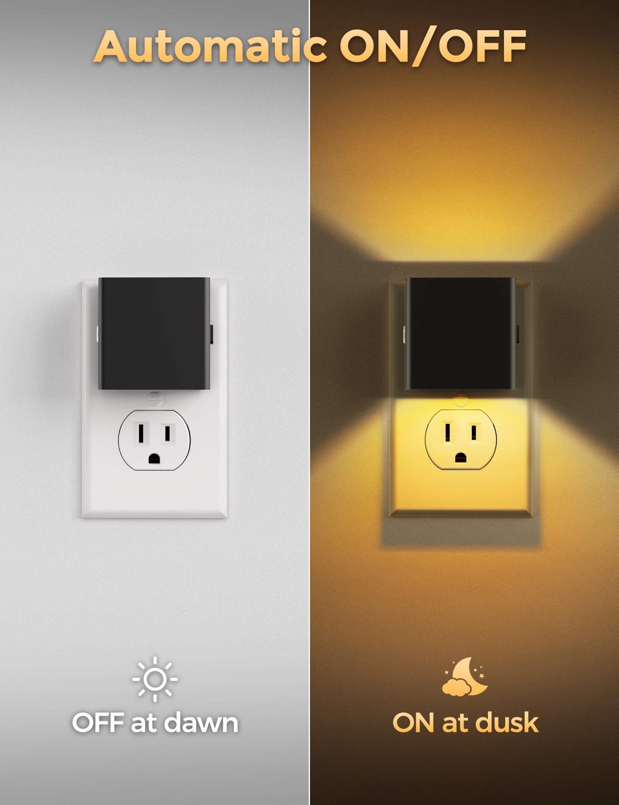 Doresshop Led Night Lights Plug Into Wall [2 Pack], Plug In Nightlight, 3 Level Brightness Adjustable Night Light, Dusk To Dawn