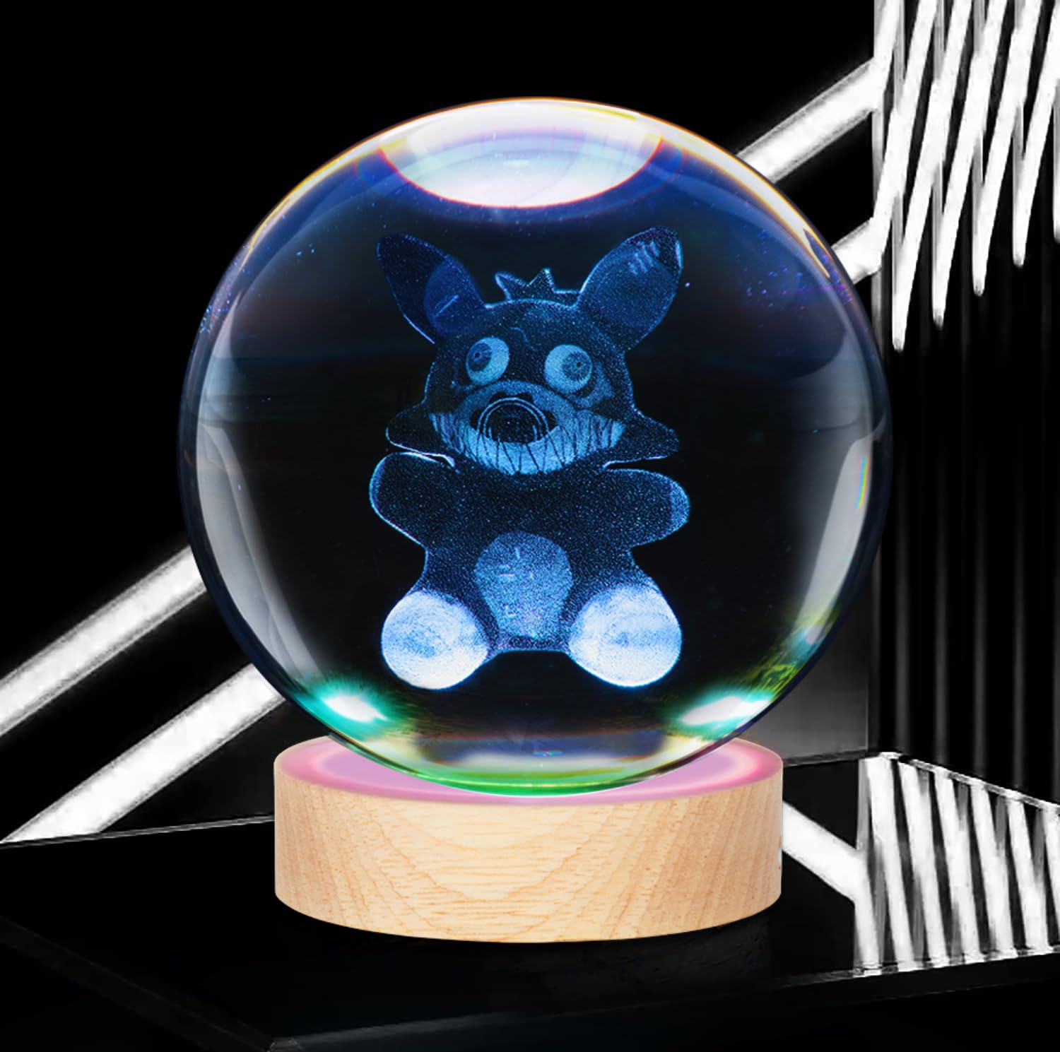 Culdetha 3D Withered Foxy Crystal Ball Night Light For Kids With Colorful Led Light Base And Gift For Kids, Christmas And Kids B