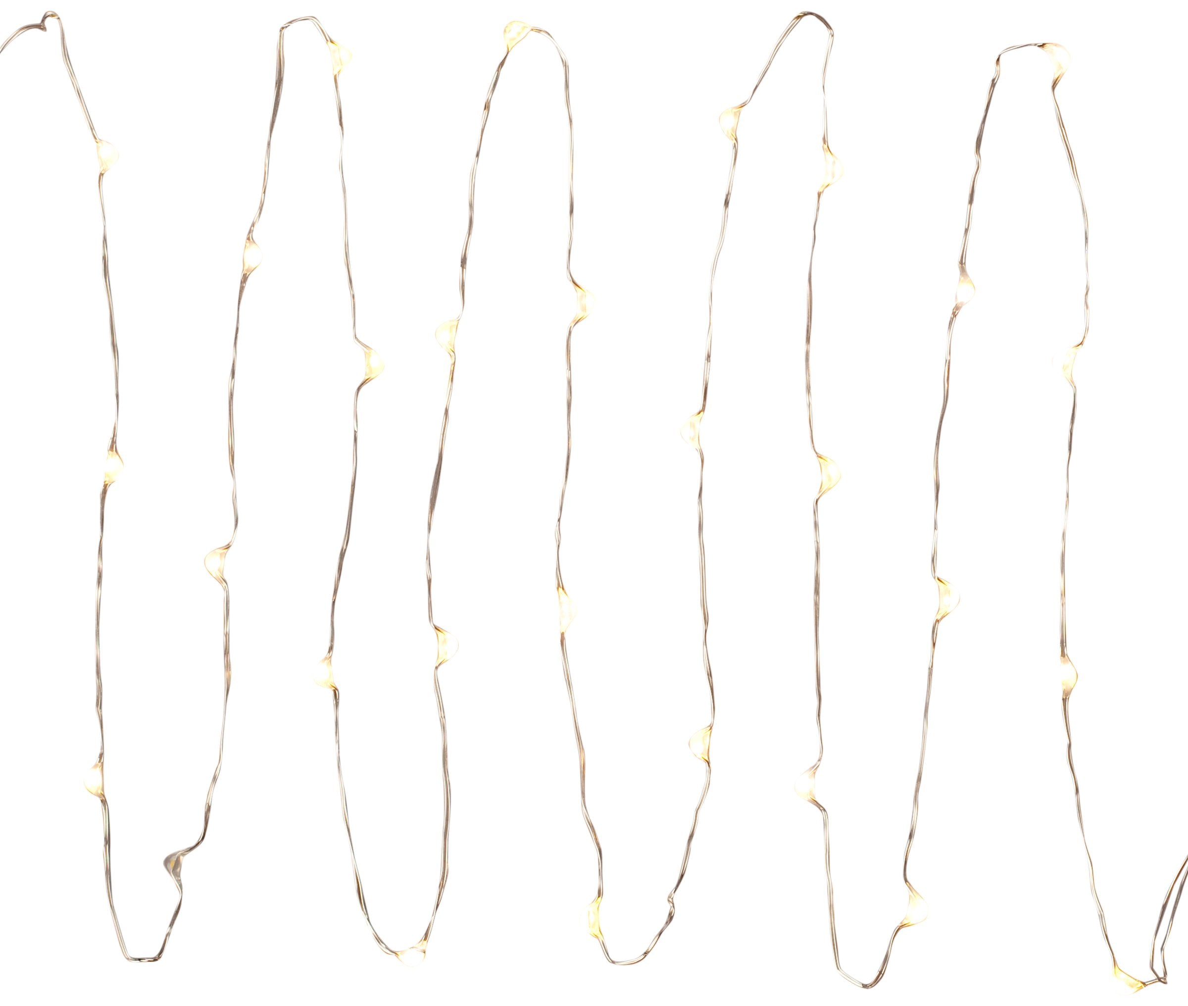 GERSON Everlasting Glow Micro LED Light String, 30 Warm White Lights, Timer, Silver, Model 36901, Electric, White