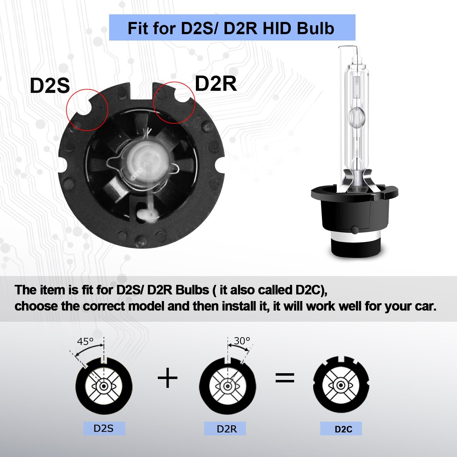RCP D2S6 Xenon HID Replacement Bulb Pair 6000K 12V 35W Diamond White Car Headlight Lamps