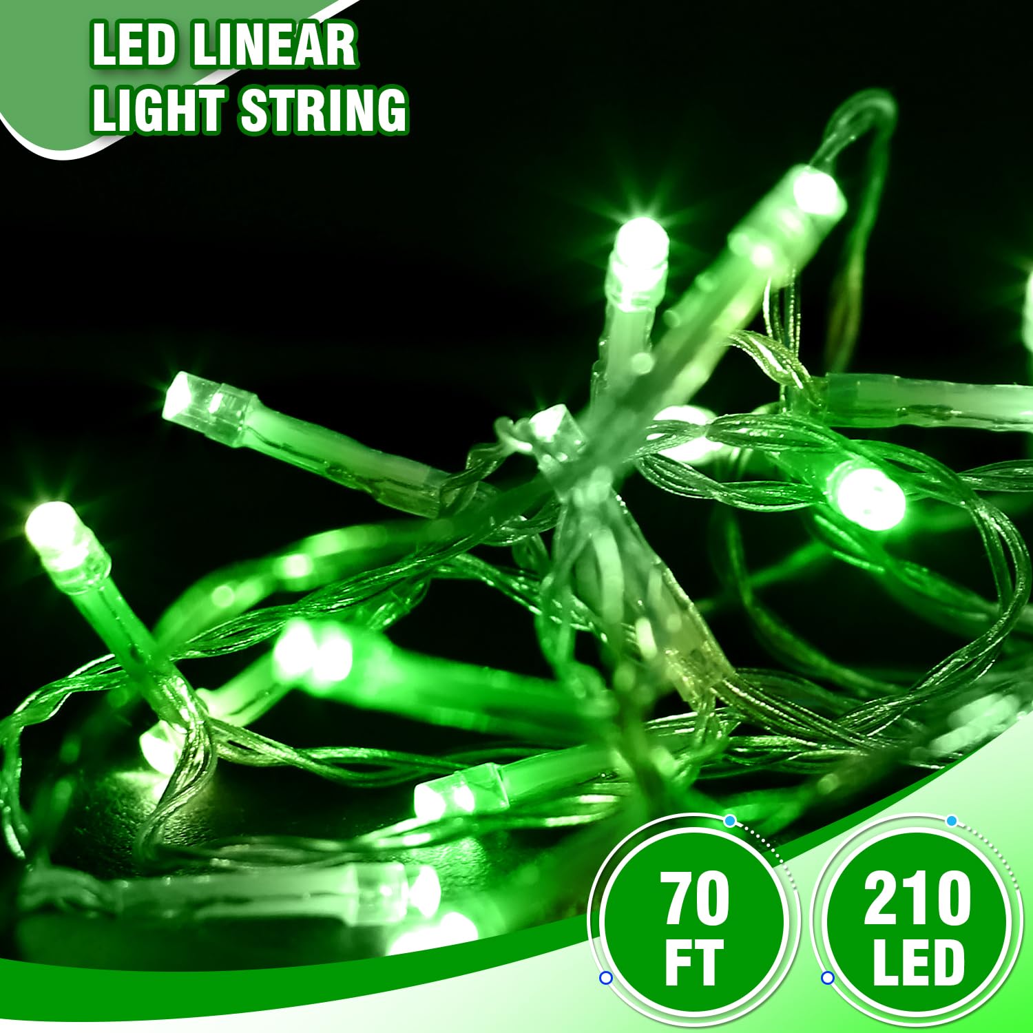Wastroyal 210 Leds Christmas Led String Lights - Transparent Wire  Waterproof & Connectable Tree Lights For Indoor Outdoor Holiday D?Or (70Ft  Green)