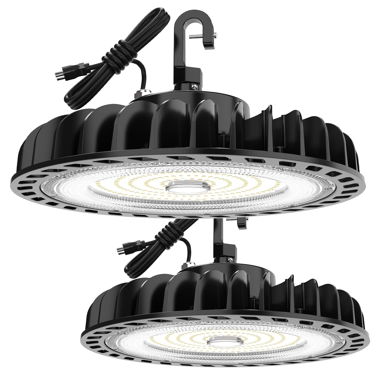 HYPERLITE 205W LED High Bay Lights,5000k Daylight 28700LM High Bay Lights,Non-Dim, AC120V, LED Warehouse Lights with US Plug 5' 