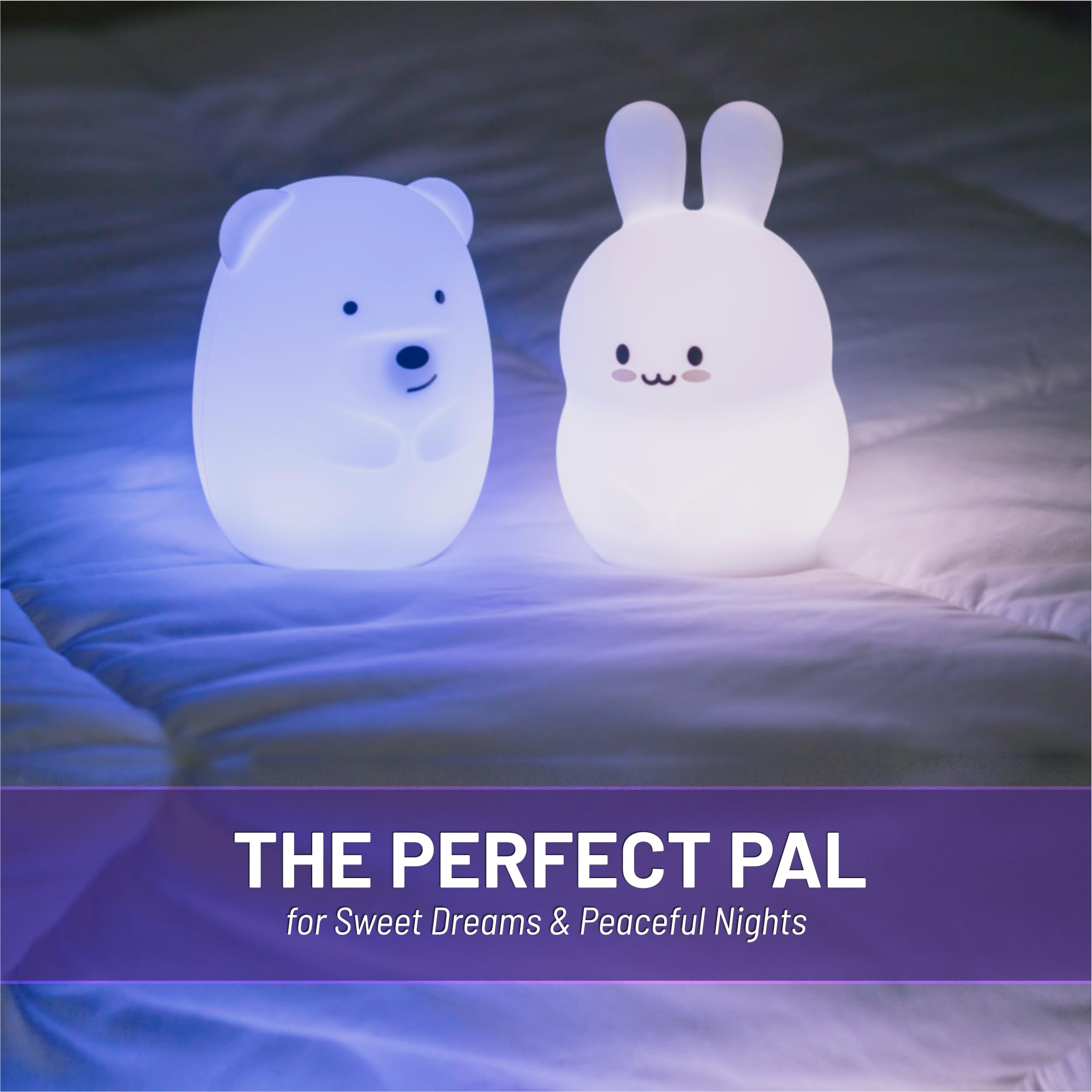 Lumipets Bear Night Light - Silicone Animal Lamp for Kids, Kawaii Design