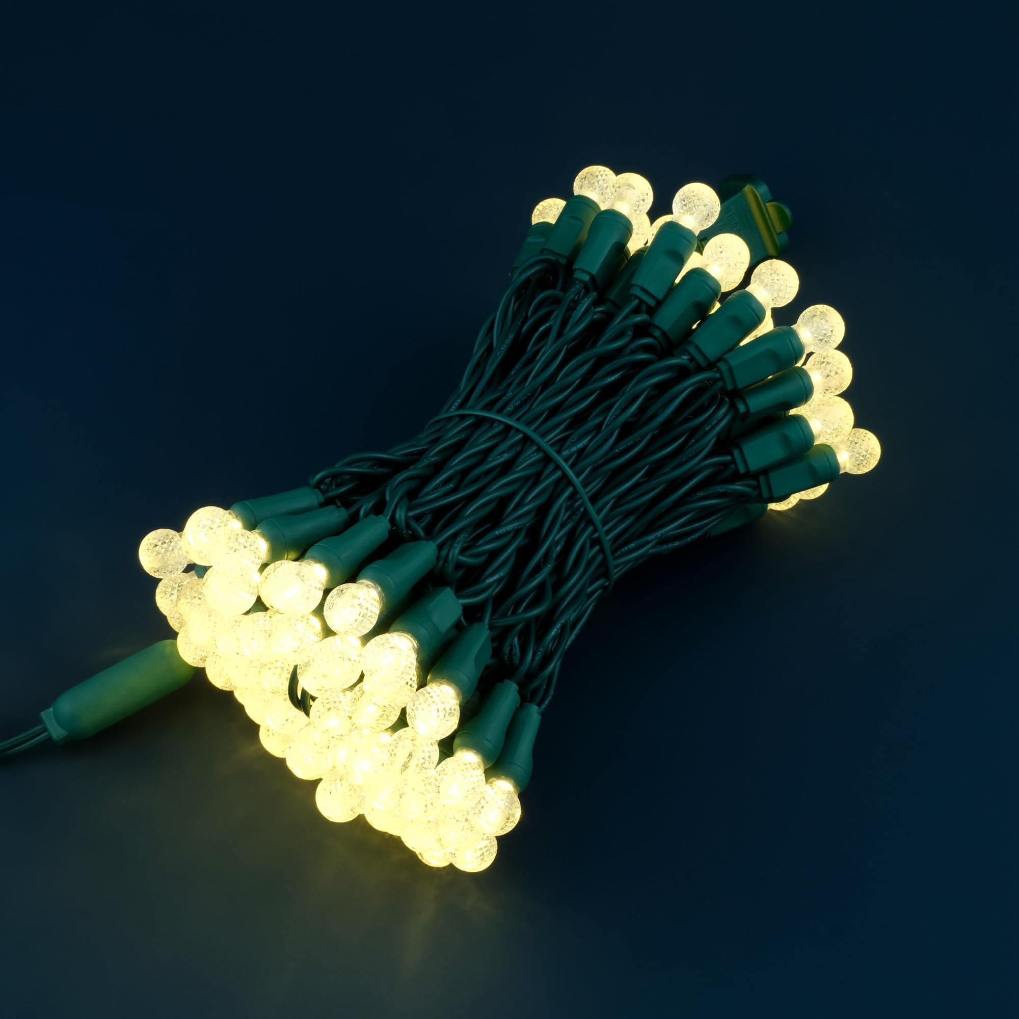 Sweet Shine 100 Warm White Raspberry One-Piece Led Christmas Lights, 33 Ft Green Cord High Waterproof Ul Certified G12 Outdoor S