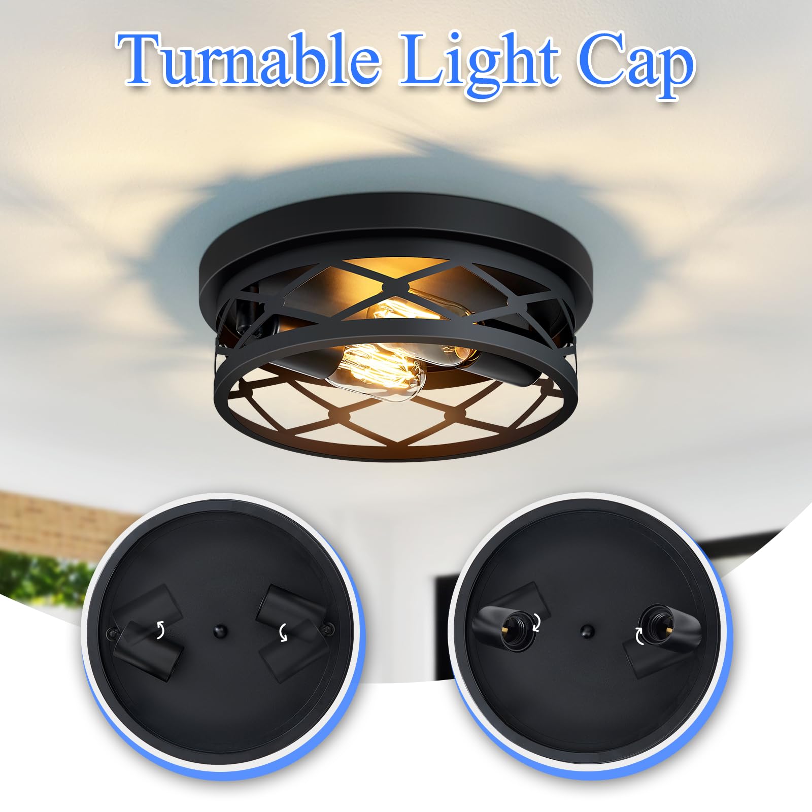 Skejao Flush Mount Ceiling Light Fixture For Hallway,2-Light Black Hallway Light Fixtures Ceiling,Light Fixtures Ceiling Mount F