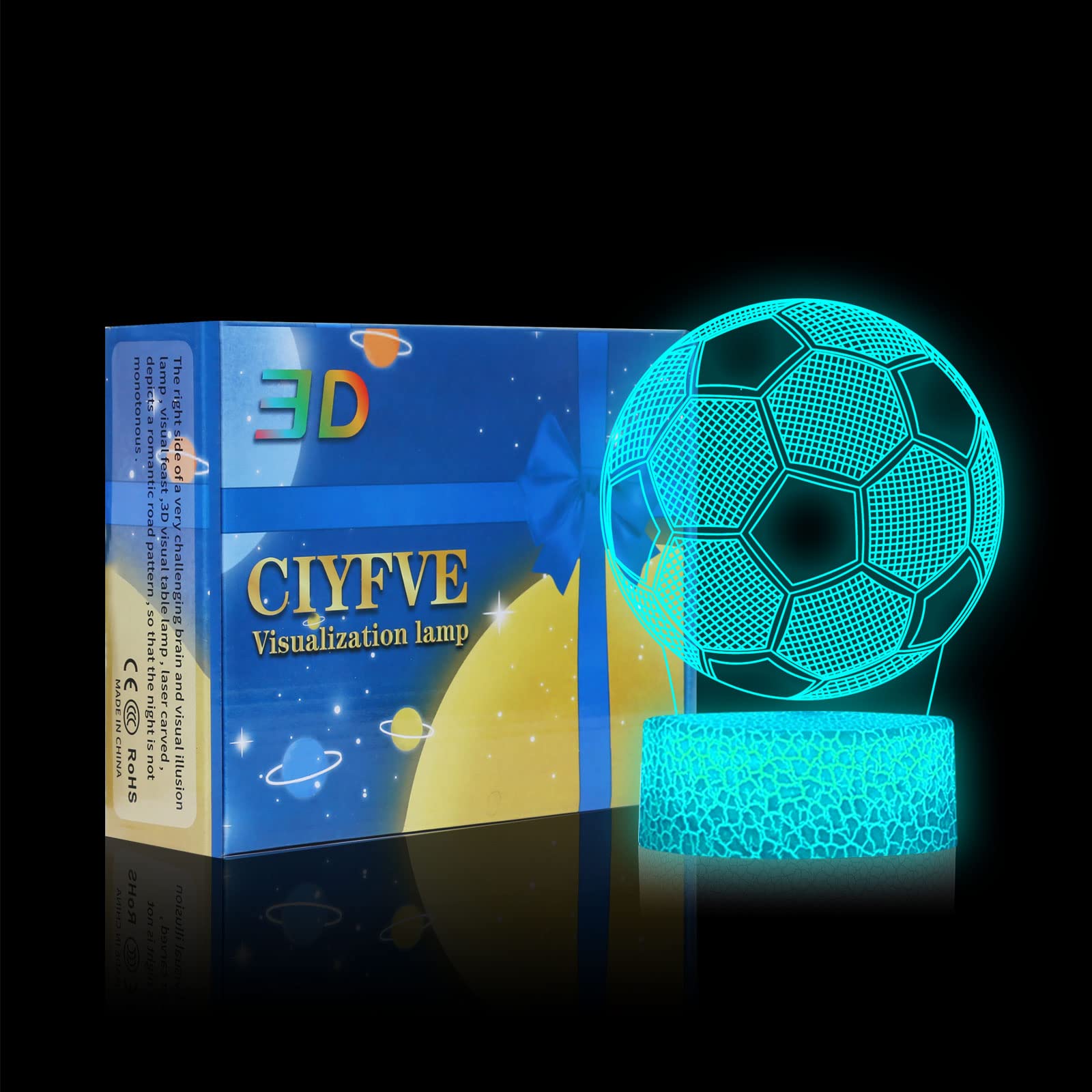 Shanjianke Soccer 3D Illusion Lamp Touch Control - 7 Colors Auto Gradient Night Light,Kids Night Light Suitable For Home Outdoor