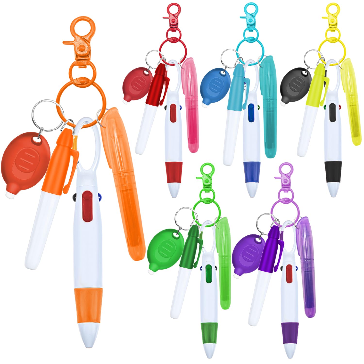 Daemson Nurse Pen Set, Badge Reel Pen Include 6PCS Highlighter and 6PCS Permanent Marker Pen and 6PCS Led Keychain Flashlight an