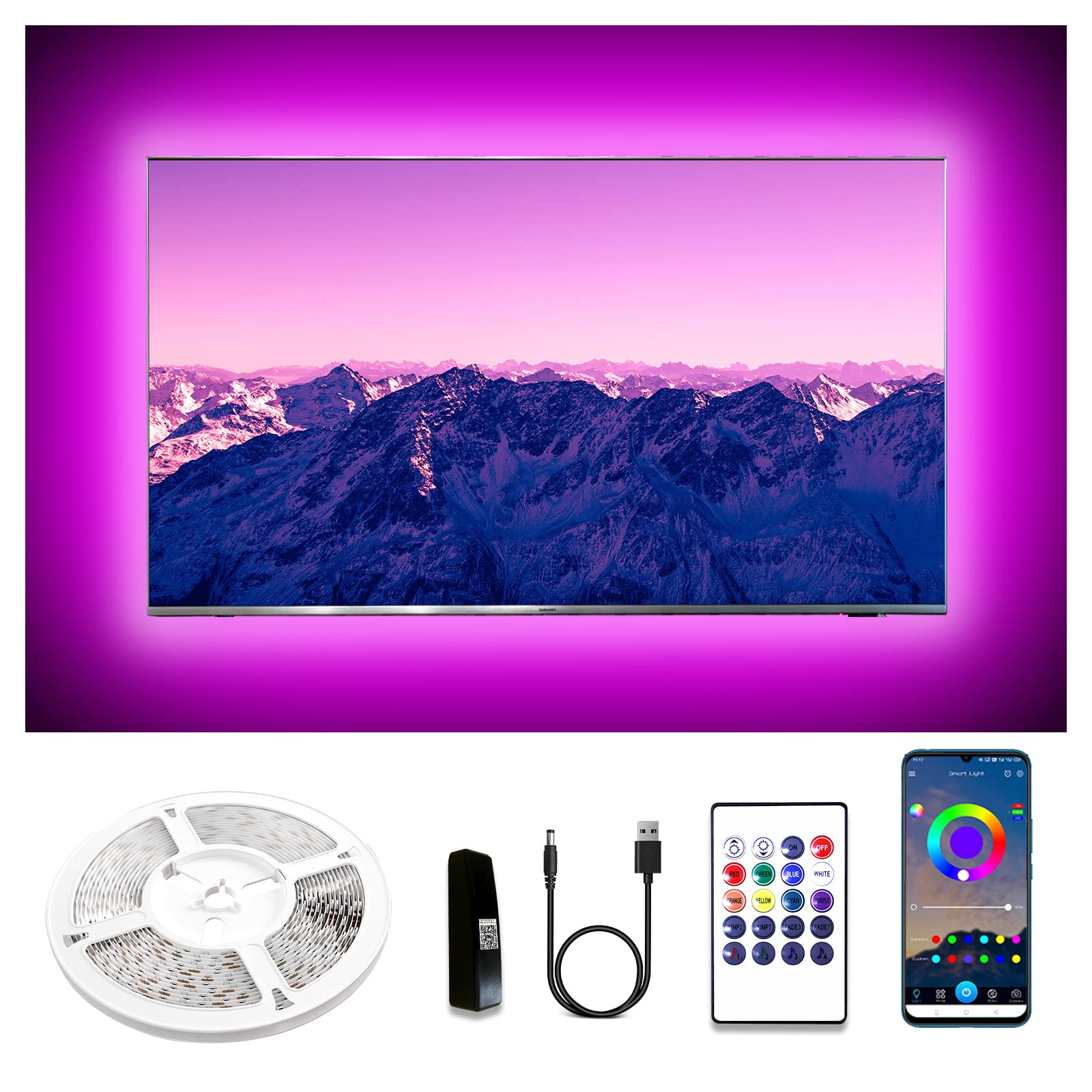 Dalattin Led Lights For Tv, 8.2Ft Tv Lights Behind Usb Led Strip Lights For 32-58Inch Tv, Rgb Tv Backlight Music Sync With Remot