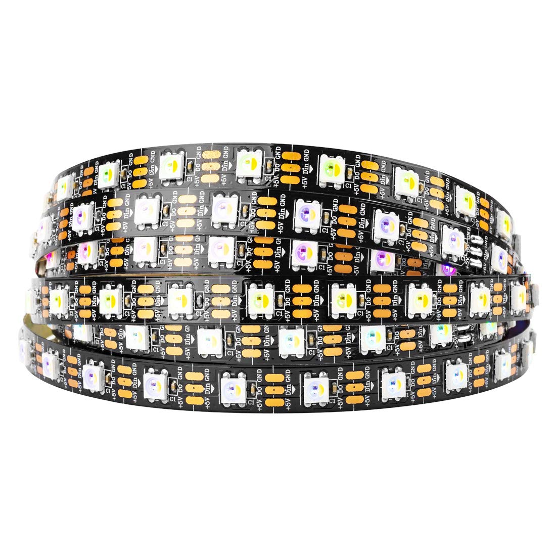 BTF-LIGHTING RGBW LED Strip, SK6812, 16.4ft, 300 LED, Individually Addressable, Black PCB, IP30, Rgb+Warm White