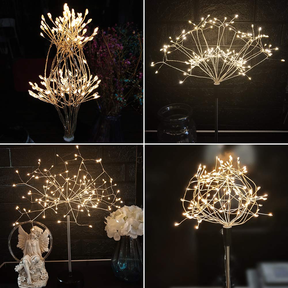 Chims Firework Centerpiece Lights - 120 LED Warm White Fairy Lights, Battery Operated with Remote for Indoor Christmas Party Decor