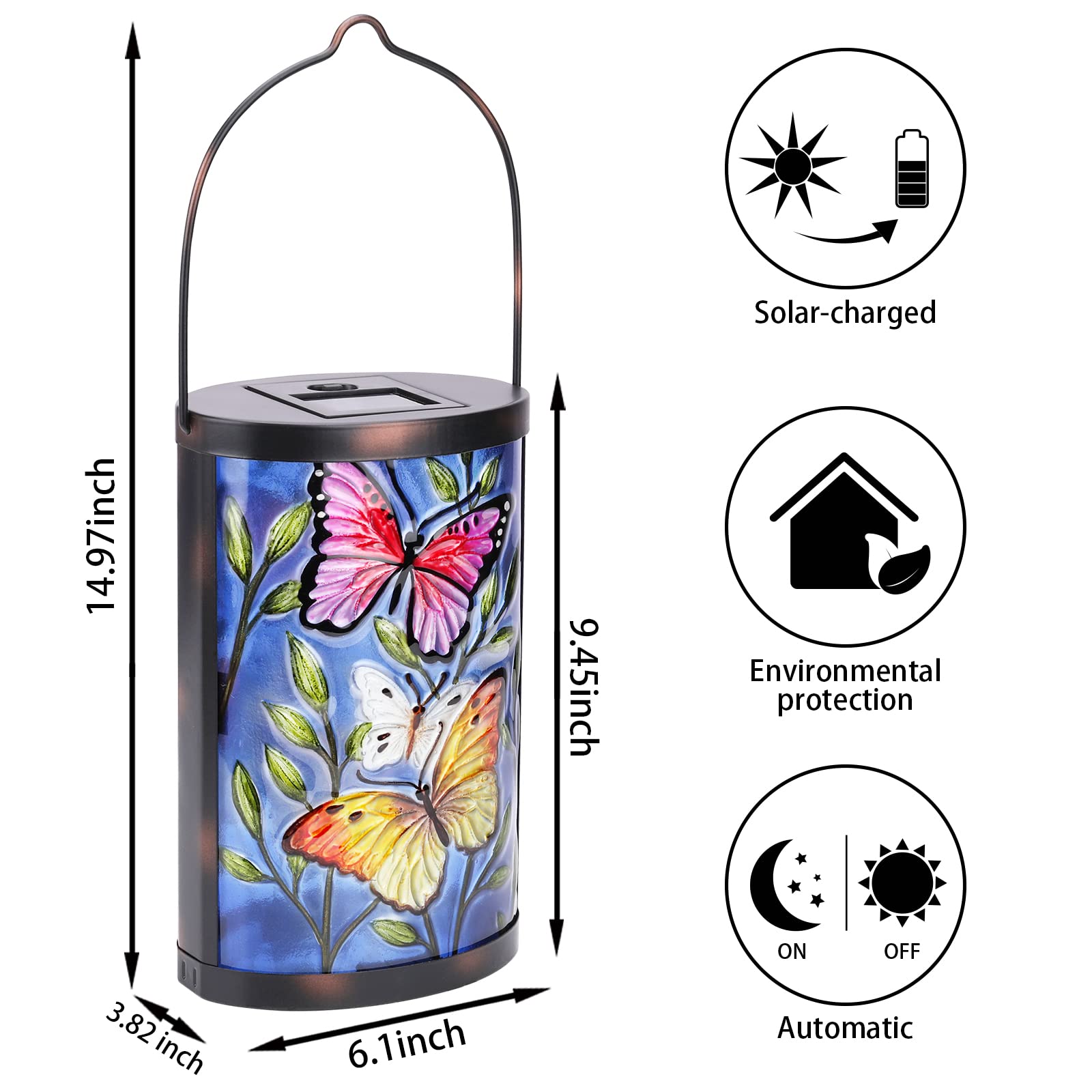 Hanging Solar Lantern Outdoor Waterproof Led Butterfly Solar Lights Decorative Solar Garden Lanterns Tabletop Lamp For Outdoor Patio Yard Decor