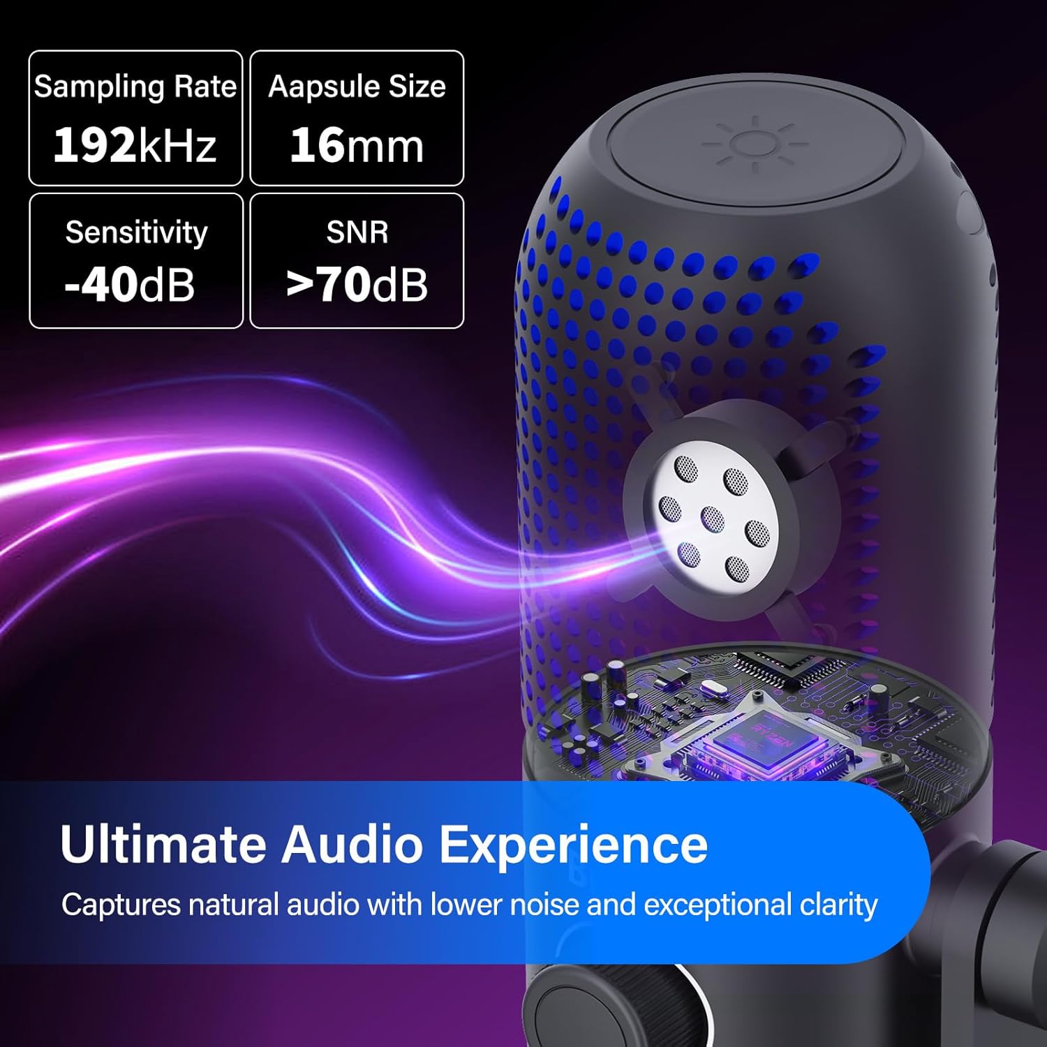 USB Condenser Microphone for PC Gaming,Streaming&Podcast,Plug & Play RGB Desktop Mic with One-Touch Mute,Cardioid Noise-Canceling Computer Mic for Twitch,YouTube,Recording on PC & Laptop(Black)
