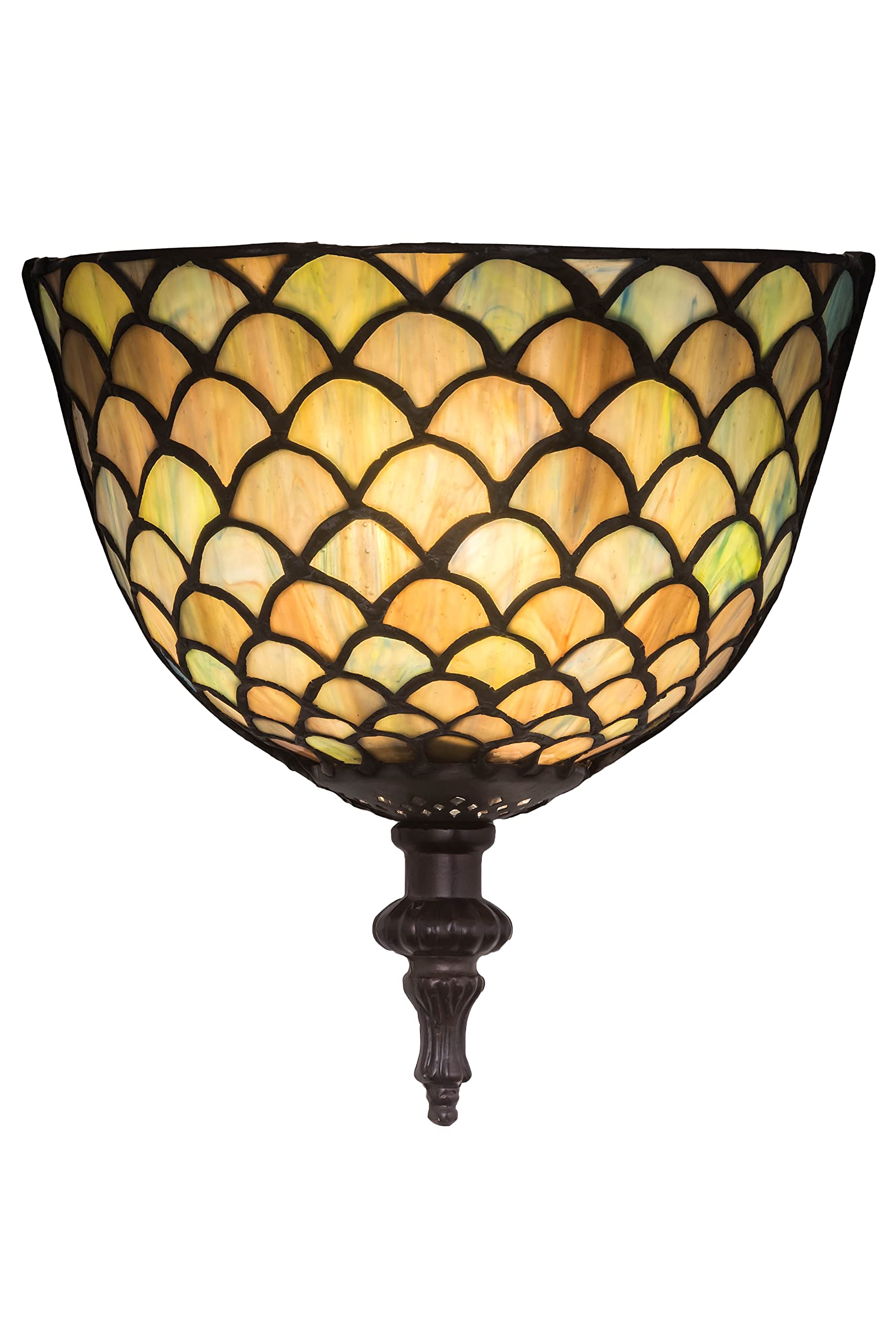 Meyda Lighting Tiffany Fishscale Wall Sconce, 8in W, Mahogany Bronze, Metal, Model 175197