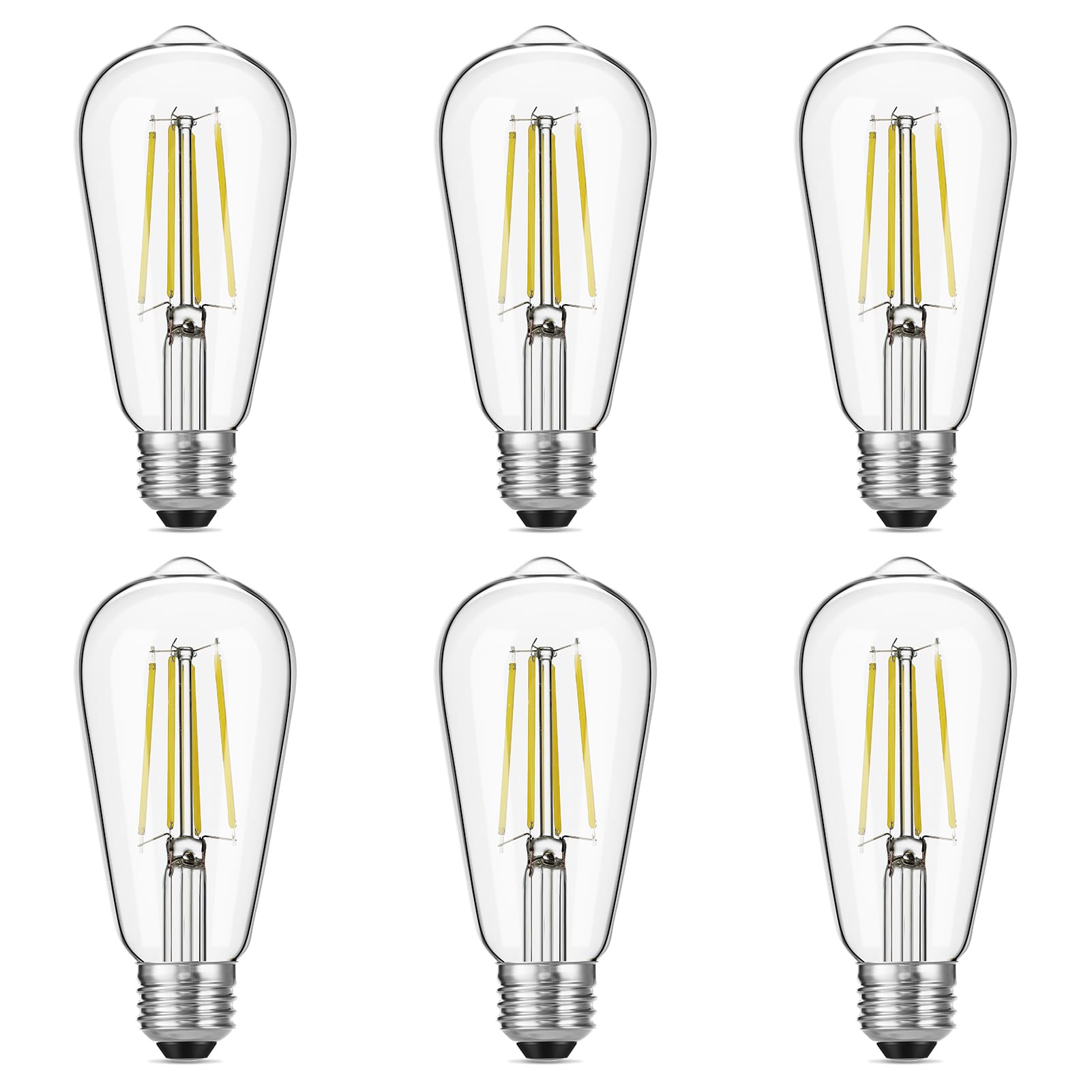 Gozelux Vintage Led Edison Bulbs, 6W, Equivalent 60W, High Brightness Daylight 5000K, St58 Antique Led Filament Bulbs With 90+ C