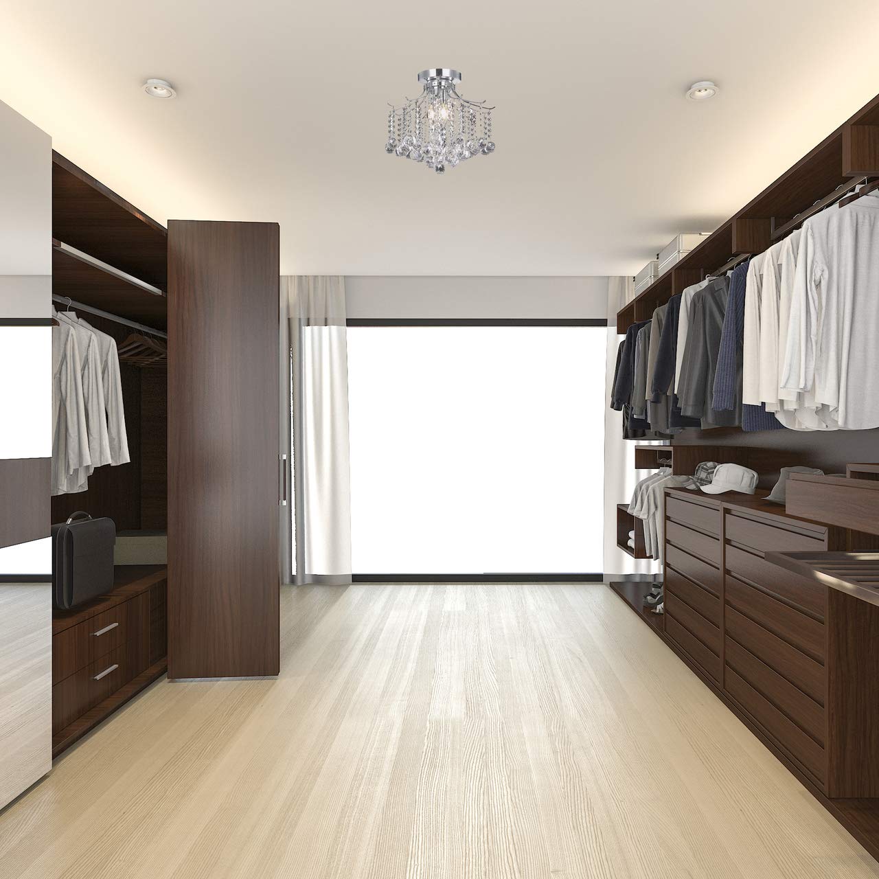 Elegant Lighting Flush Mount Light, Chrome, 16inL x 16inW x 12inH, Metal, Model LD8200F17C, Amelia Collection