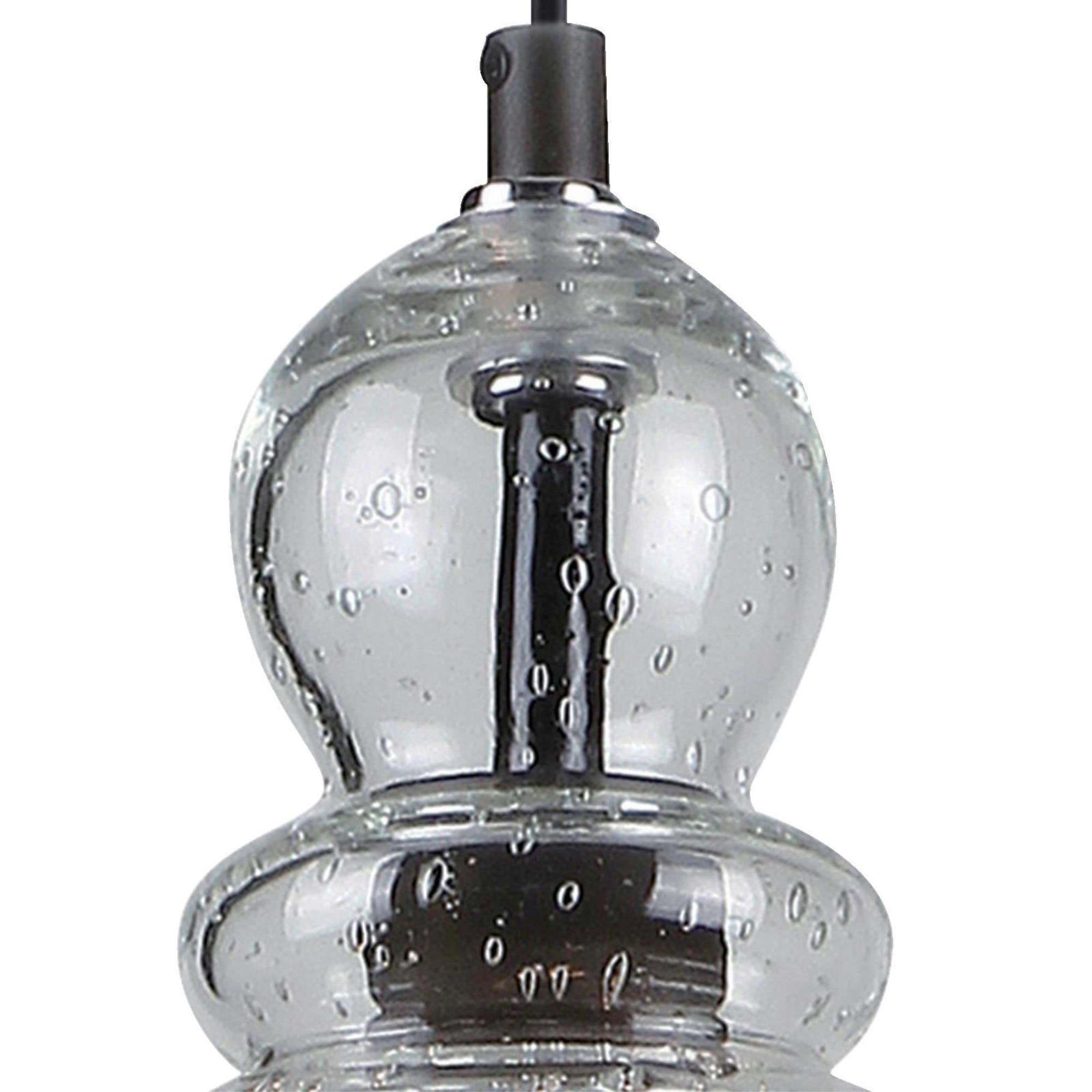 Westinghouse Industrial Mini Pendant Light, Handblown Clear Seeded Glass, Brushed Nickel Finish, 2-Pack, Oil Rubbed Bronze