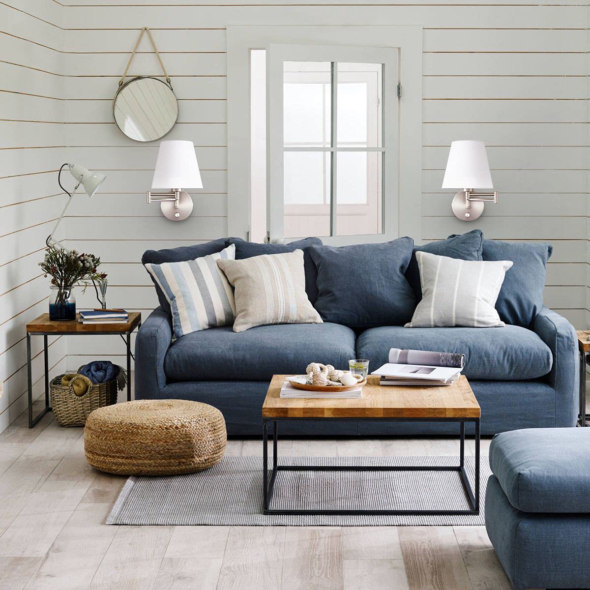 Vonluce Modern Adjustable Swing Arm Wall Lamp Brushed Nickel, Plug-In Wall Sconce Lighting For Bedroom Bedside, Living Room, Kit