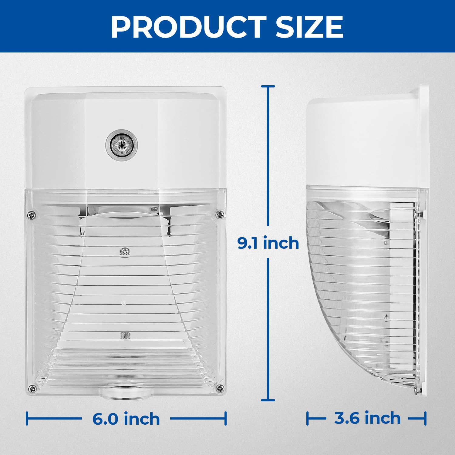 CINOTON 26W LED Wall Pack Light with Dusk to Dawn Sensor, 3000LM, 2 Pack, IP65 Waterproof, 5000K Daylight, Die-casting
