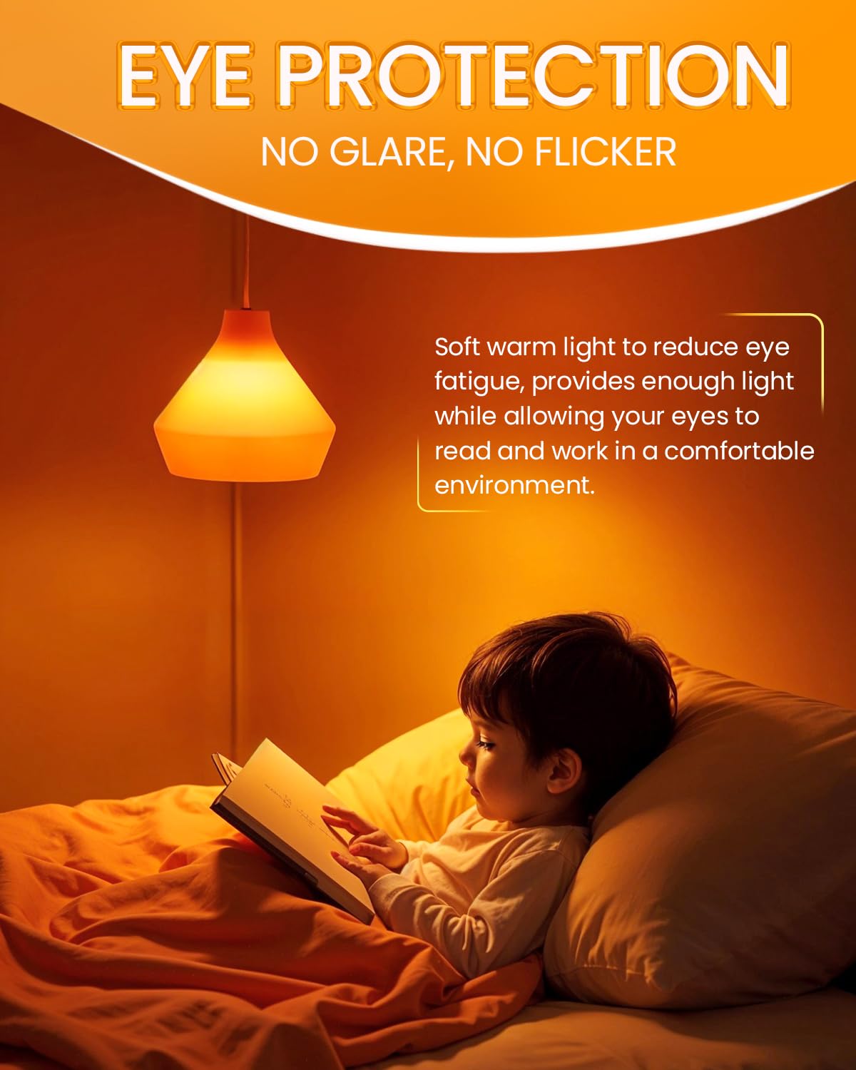 Bonlux Amber Light Bulbs A19 9W E26 LED Yellow Soft Warm Night Light, 2000K, 4 Pack