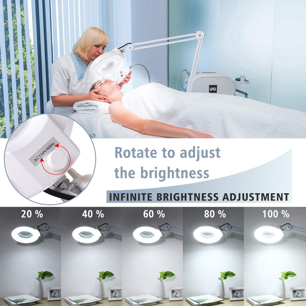 Lancosc 5X Magnifying Floor Lamp With 1,500 Lumens Led Light & Rolling Base For Estheticians