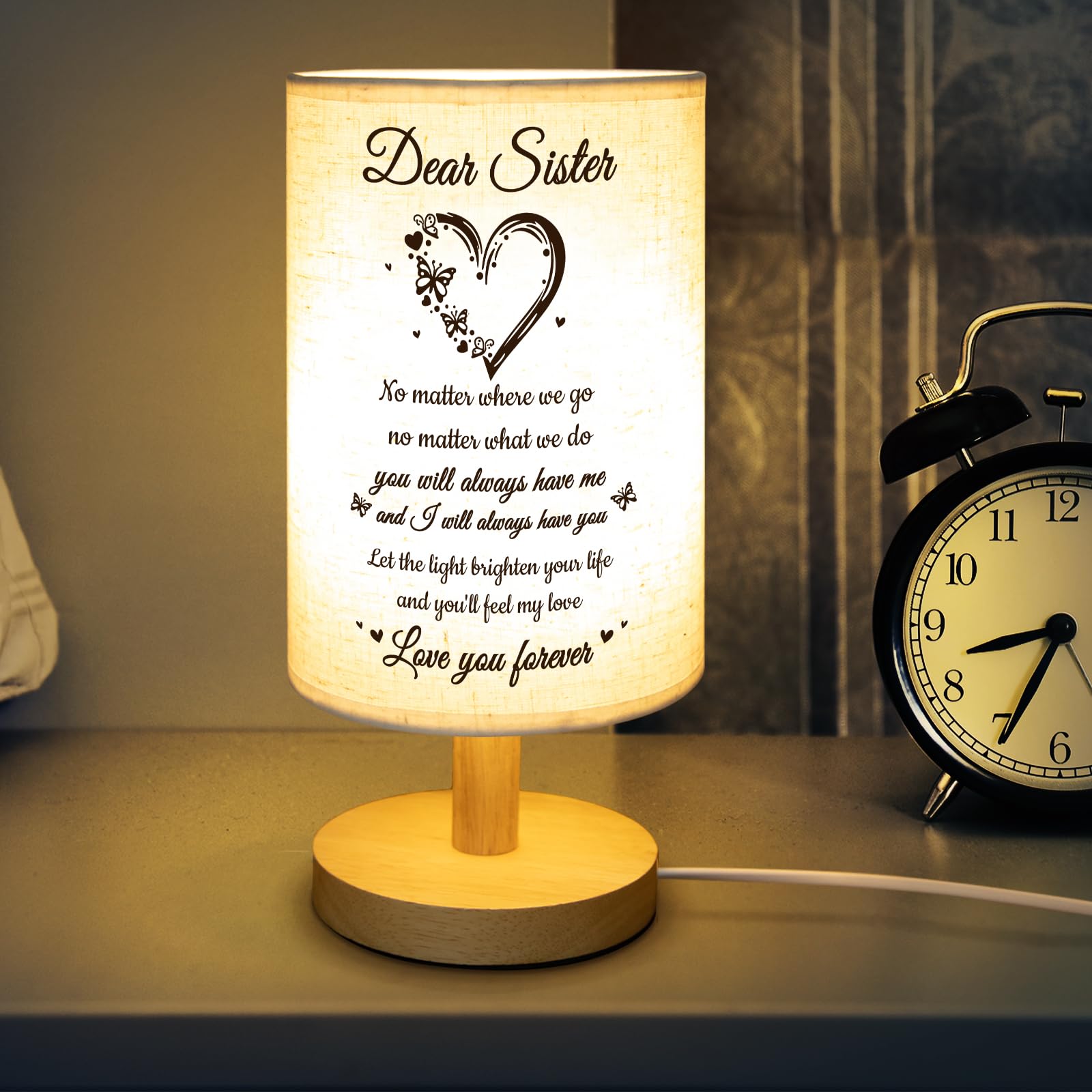 Souhoney Sister Birthday Gifts, Unique Sister Gifts From Sister, Fabric Bedside Lamp Sister Gifts From Sister For Christmas Grad