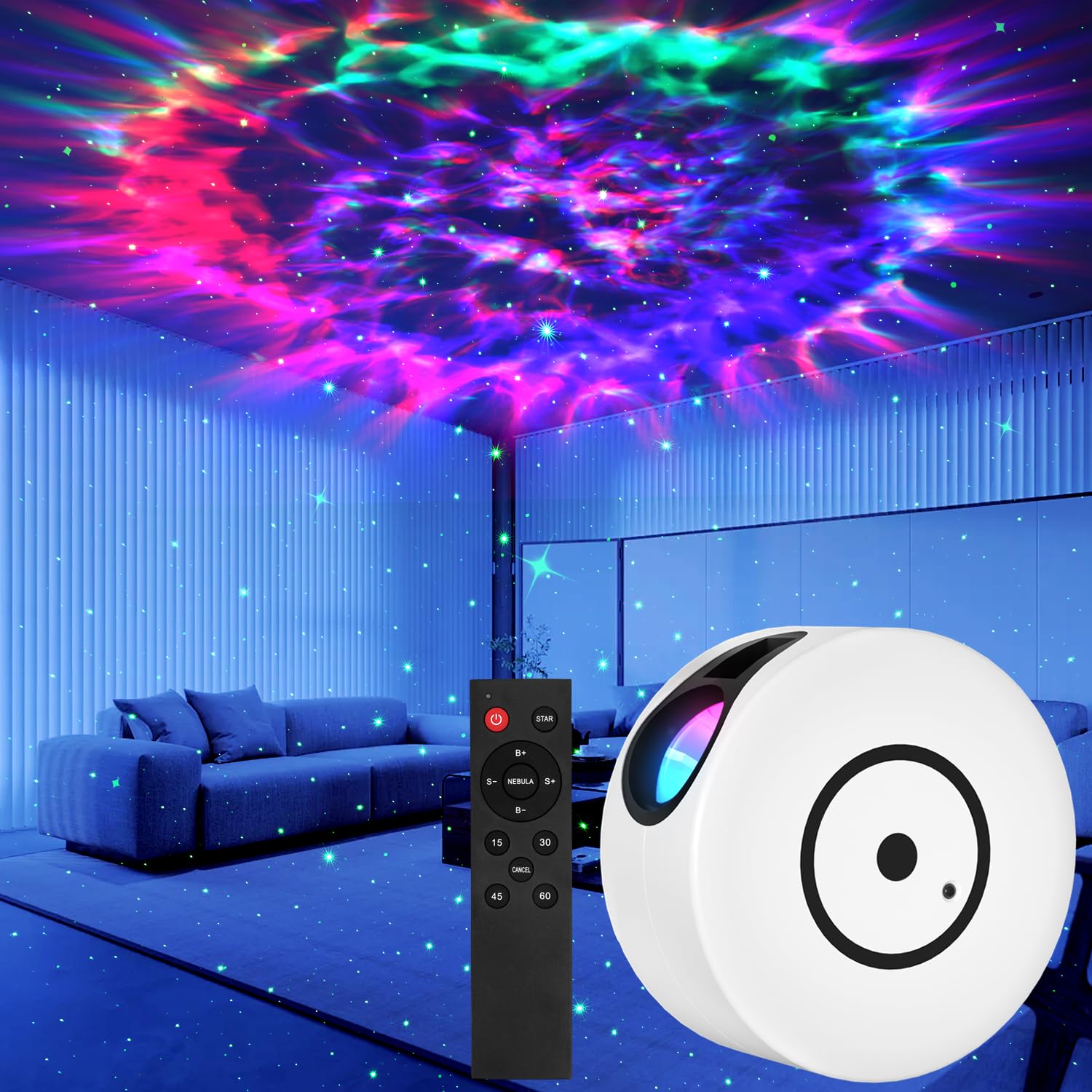 Galaxy Projector, Star Projector for Bedroom, Star Night Light Projector with Timer and Remote, Room Decor, Gifts for Adults, Te