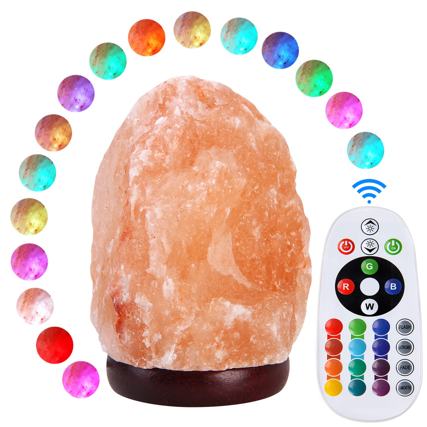 pursalt Himalayan Salt Lamp Night Light with Remote Control, 16 Colors, 4 Light Modes, Mini Size, Pink, Model PSUSJ1A1MU13
