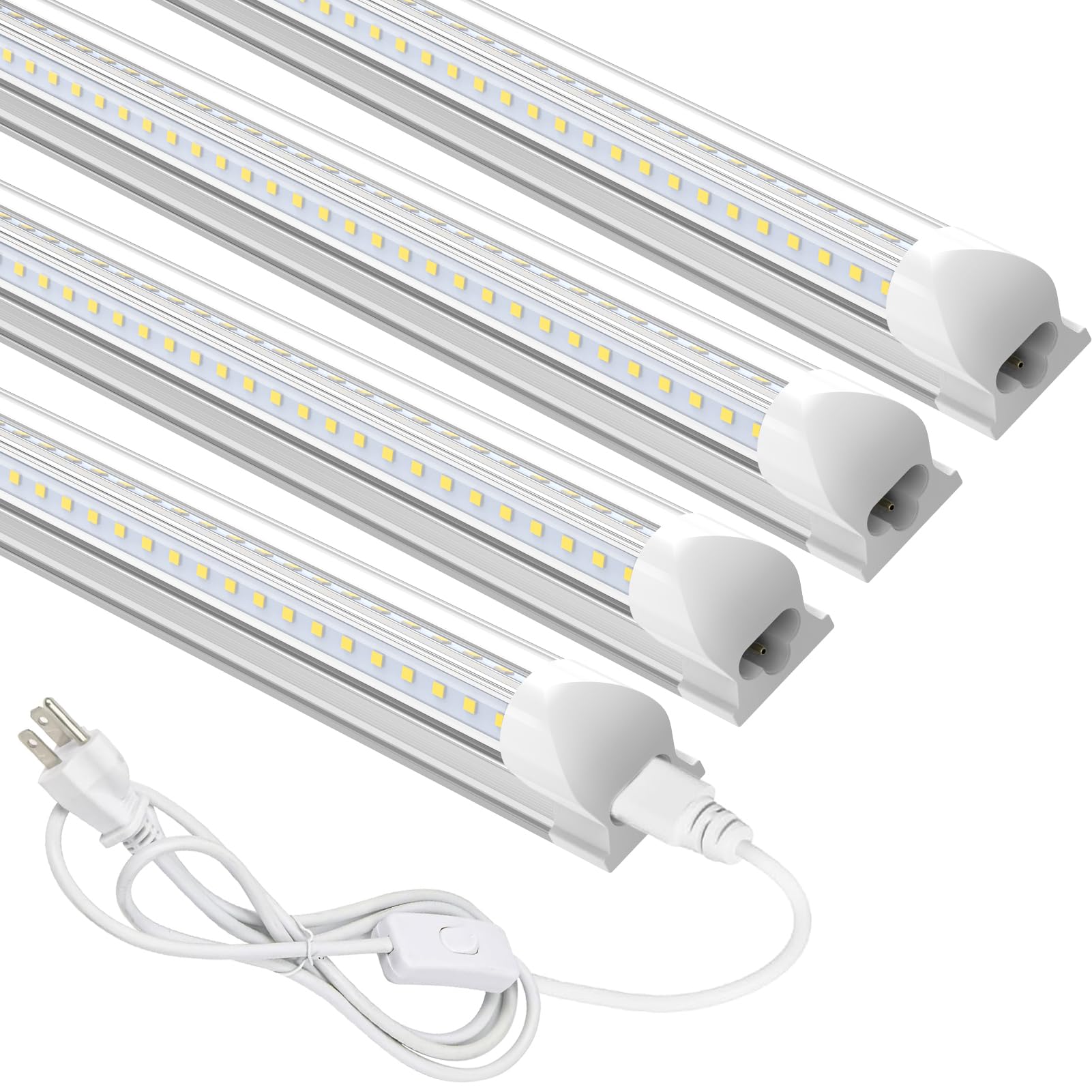 Reisener 4 Pack Ultra Bright 4FT LED Shop Lights for Garage, 4500 Lumens 5000K Daylight, 48 inch Linkable Plug & Play Light Fixt
