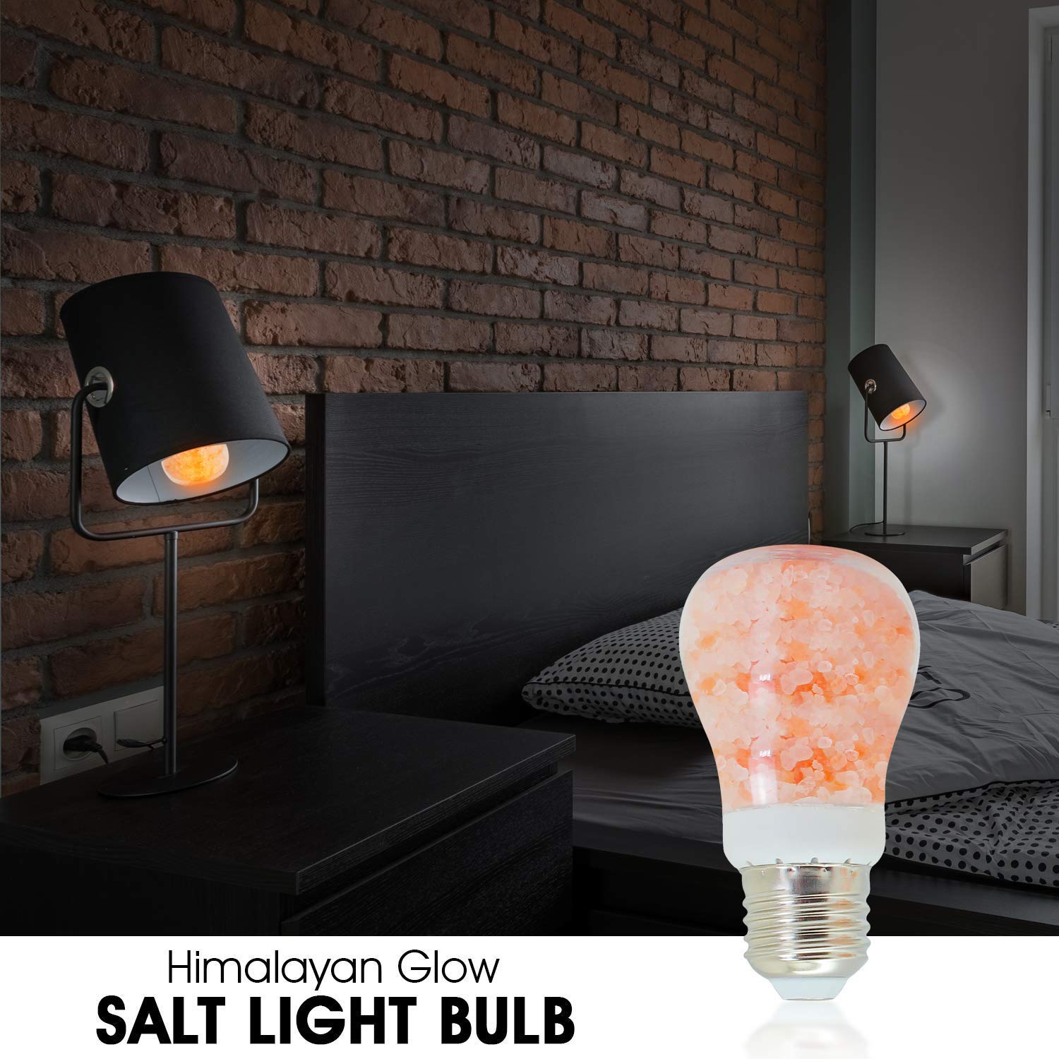 Himalayan Glow Salt Lamp Led Light Bulbs 60-Watt Equivalent, Warm Amber Glow, Dimmable E26 Edison Light Bulb For Decor, Homes, O