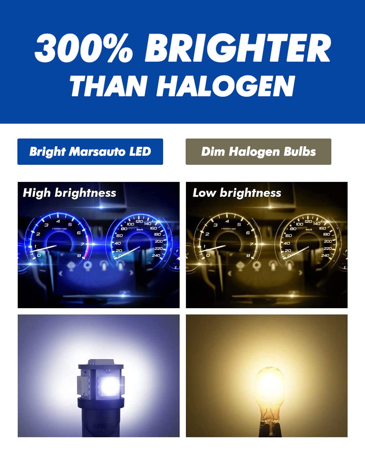 Marsauto 194 Led Bulb Blue 168 T10 2825 5Smd No Polarity Replacement Bulbs For Car Dome Map Door Courtesy License Plate Dashboard Lights Lamp 12V