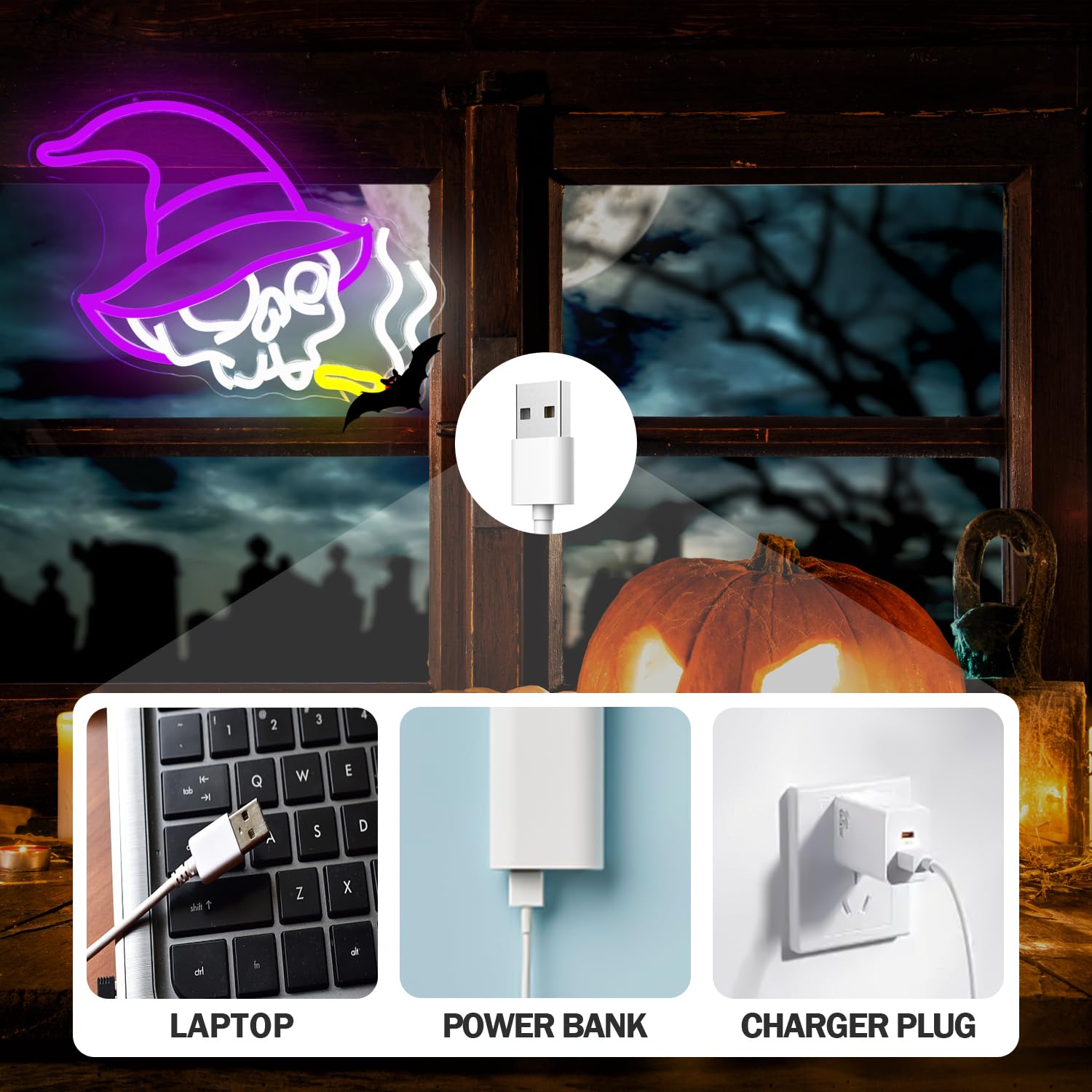 Halloween Neon Sign Dimmable Skeleton Skull Neon Sign For Wall Decor Halloween Decoration Retro Skull Light Led Halloween Ghost Hanging Neon Light Sign For Bedroom, Window, Party Gifts