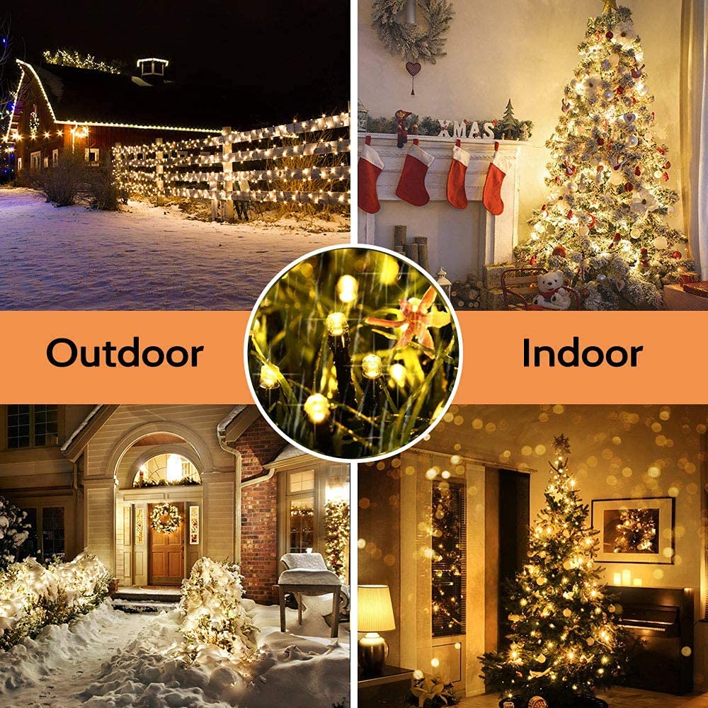 Solar Christmas Lights Outdoor, 98.4Ft 300 Led Solar Fairy String Lights, 8 Modes Waterproof Christmas Lights For Garden, Patio, Bush, Home, Party, Wedding, Holiday, Tree Decorations (Warm White)
