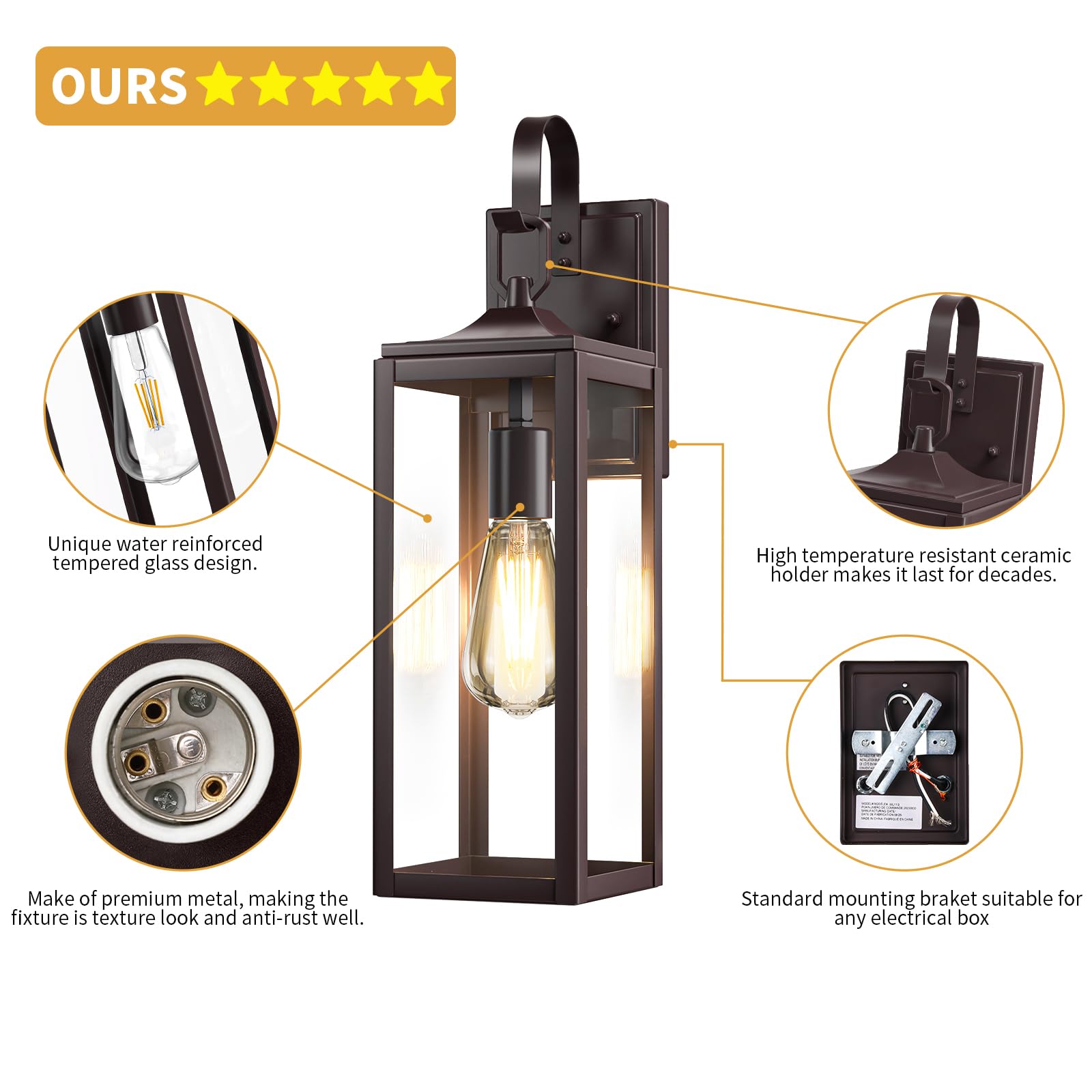 18 Large Outdoor Wall Lights 2 Packs  Modern Brown Exterior Lighting Fixtures  Waterproof Outdoor Sconces Porch Light For House Wall Mount  Farmhouse Wall Lanterns For Front Door  Garage