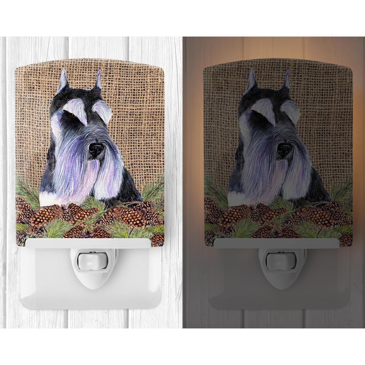 Carolines Treasures Ceramic Night Light, Schnauzer Design, UL-Certified, 6x4x3 inches, Ideal for Bedroom, Bathroom, Nursery, Multicolor