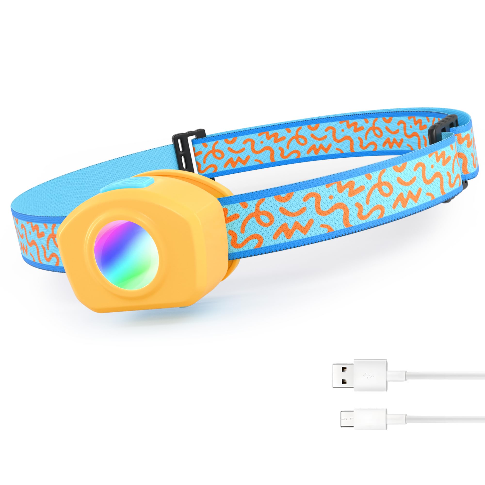 Everbrite Led Headlamp Rechargeable Kids Headlamp With Rgb Mode And Adjustable Headband, 3 Modes Multicolor Headlamp For Kids, K