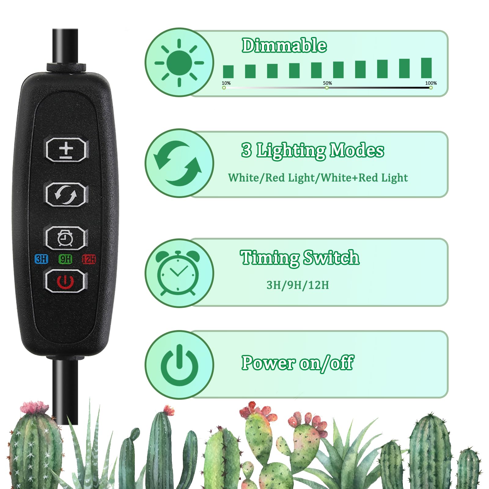 Otryad 20 LED Grow Lights for Indoor Plants, Full Spectrum with Timer, Clip-on Strips, 9 Dimmable Levels, 2 Packs, Red+Blue