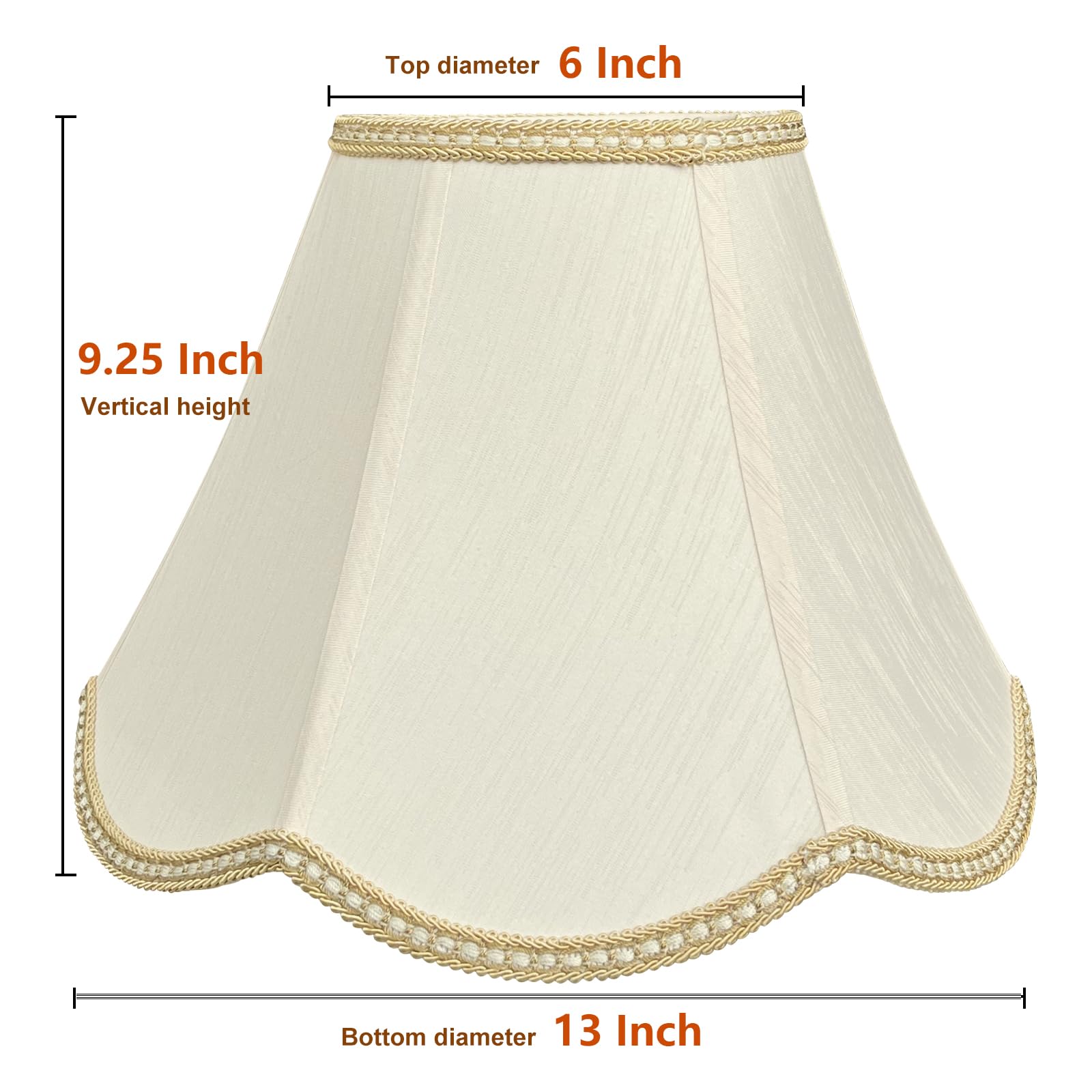 Tootoo Star Small Bell Shaped Lampshade, 6 X 13 X 9.25, Handmade Beige Fabric, Model Sx0214Mh