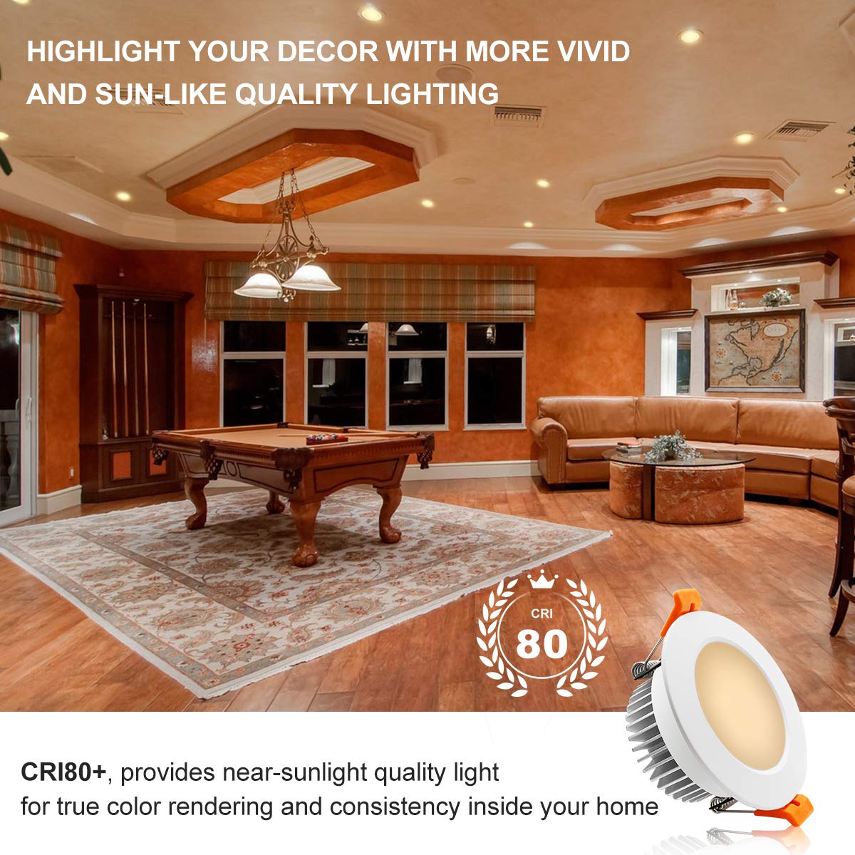 YGS-Tech 3.5 Inch Dimmable LED Recessed Lighting, 7W (55W Halogen Equivalent), 3000K Warm White, 4 Pack, Plastic