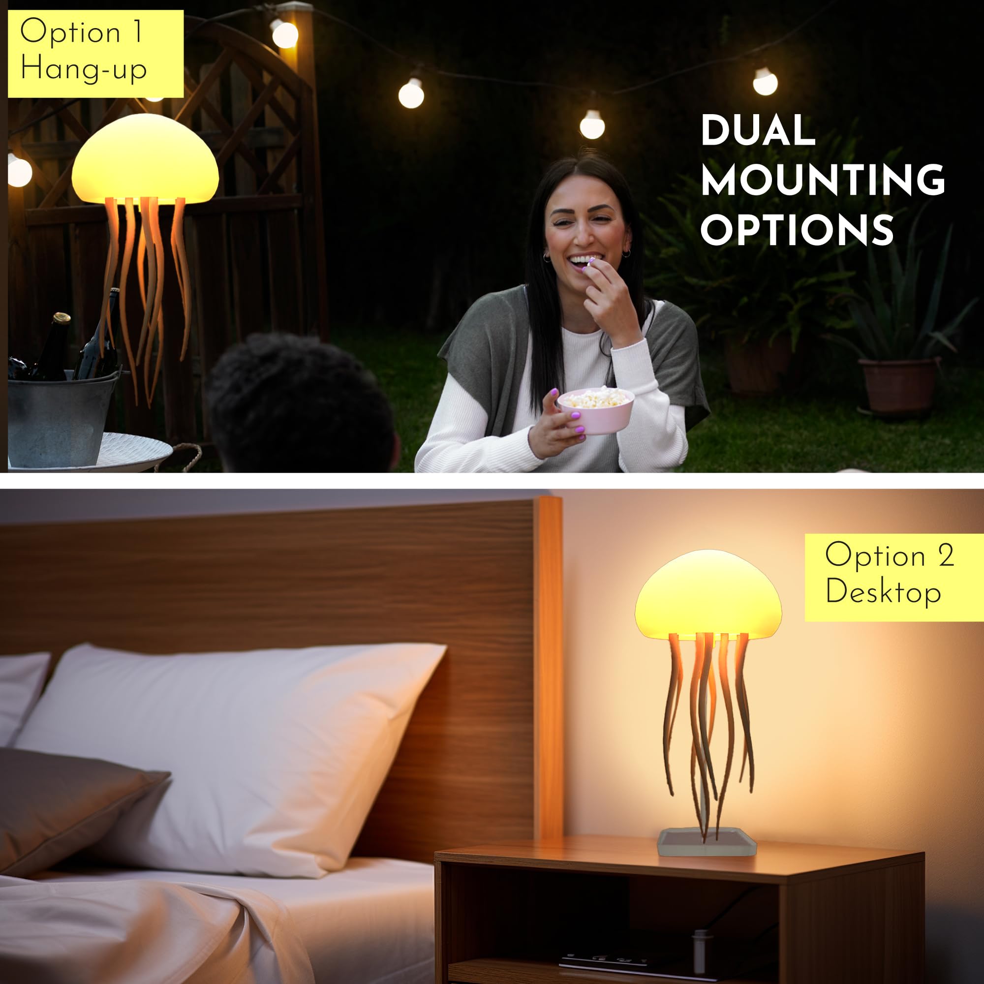 Floating Jellyfish Light Lamp - Voice Control Rgb Gradient Moving Tentacles Flying Jelly Fish Bedside Table Lamp - Rechargeable