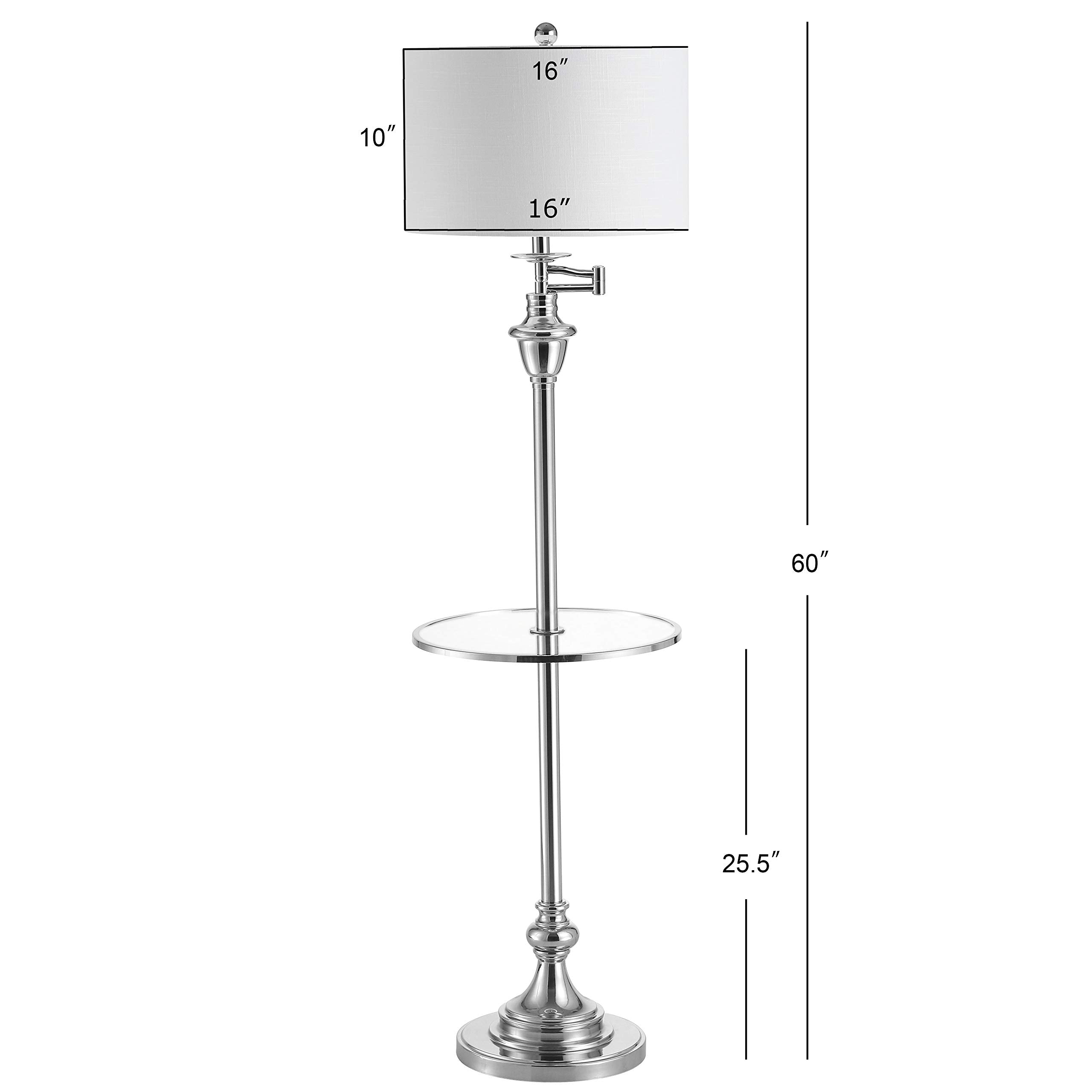 Jonathan Y Jyl3055B Cora 60'' Metal/Glass Led Side Table And Floor Lamp Contemporary,Transitional For Bedrooms, Living Room, Off