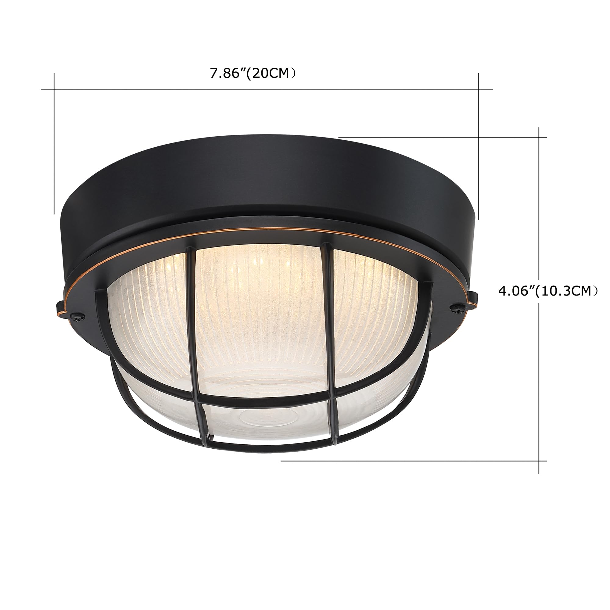 Faymart Lighting 8 Round Bulkhead Led Light Oil Rubbed Bronze - Nautical Outdoor Wall Light 3000K  1500Lm  15W  Waterproof  Rust-Proof  Industrial Farmhouse Oil Rubbed Bronze Bulkhead Light