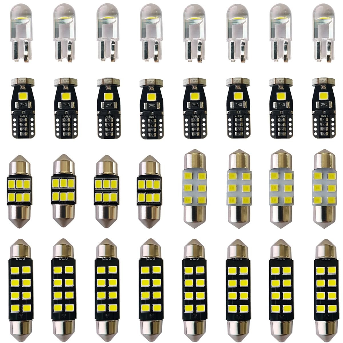 Yoper LED Bulbs Light Car Kit Set T10 28mm 31mm 42mm Festoon Replacement for Interior Dome Map Door Trunk Courtesy White Package 32 Pieces