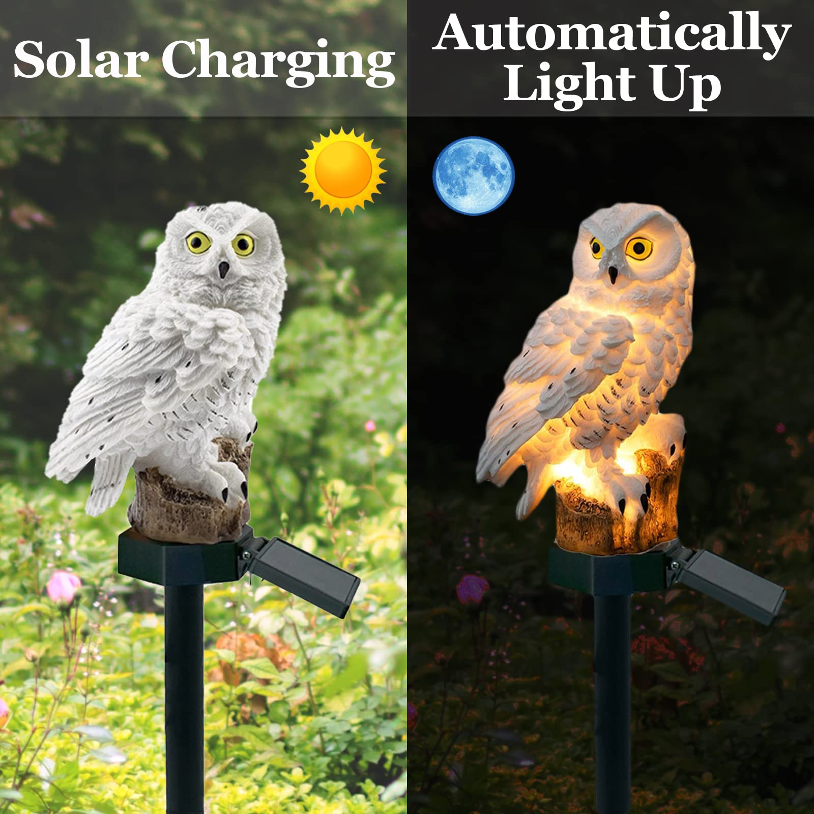 Double 2 C Solar Garden Light Outdoor, Owl Solar Garden Stake Light, Waterproof Warm White Led Light For Garden, Patio, Yard, Lawn, Walkway Decoration (Owl)