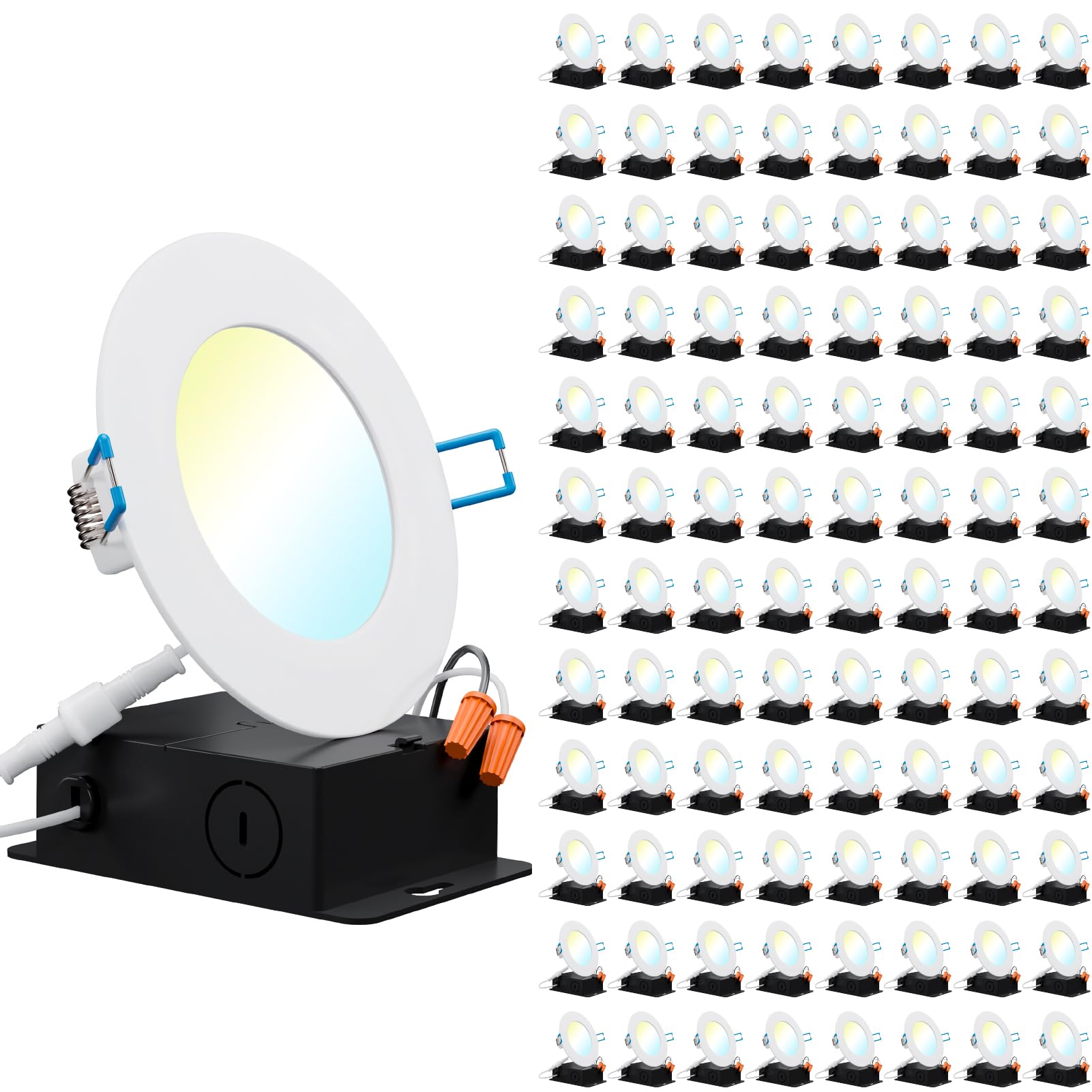 Sunco 96 Pack 4 Inch Ultra Thin Led Recessed Ceiling Lights Slim Selectable 2700K, 3000K, 4000K, 5000K, 6000K Dimmable 10W, Canless Wafer Thin With Jbox