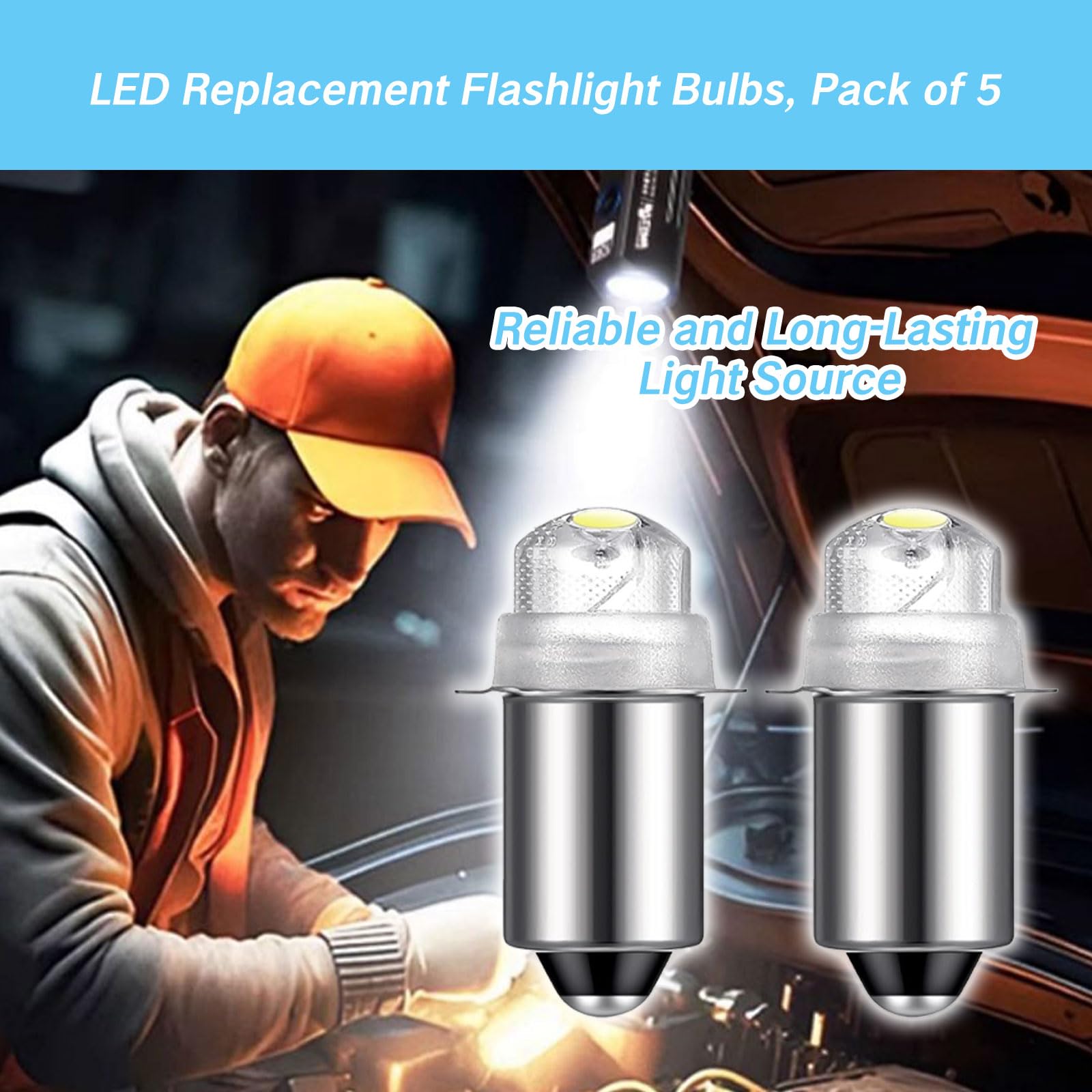 Yafiygi 4 Pack Flashlight Bulbs 30 Lumen 3-Volt Led Pr6 Replacement Bulb For Flashlights 3V Light Bulb Torch Flashlight Bulb Wit