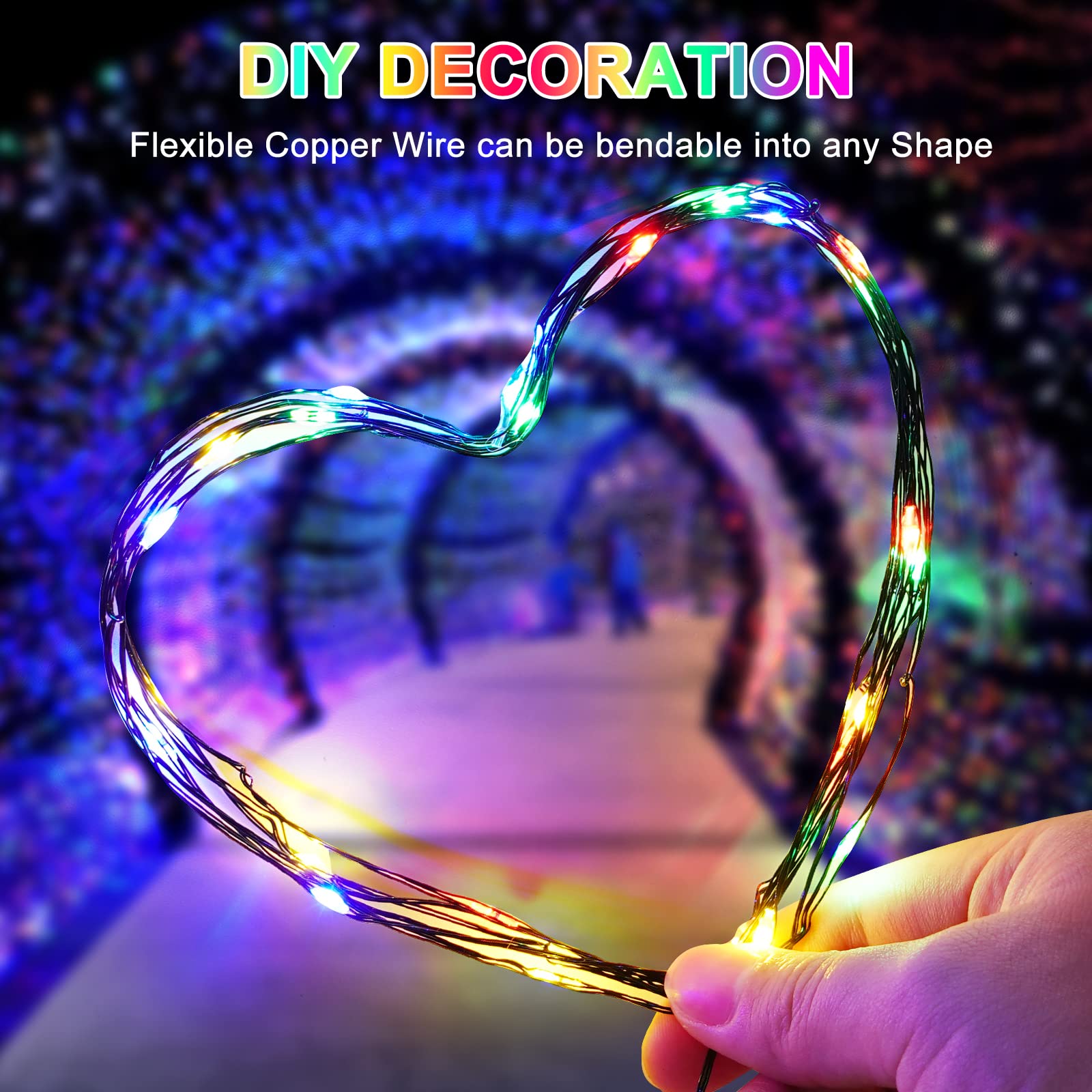 Decute 500LED Fairy String Lights, Warm White & Multicolor, Dimmable with Remote, Copper Wire, 164FT, UL Certified
