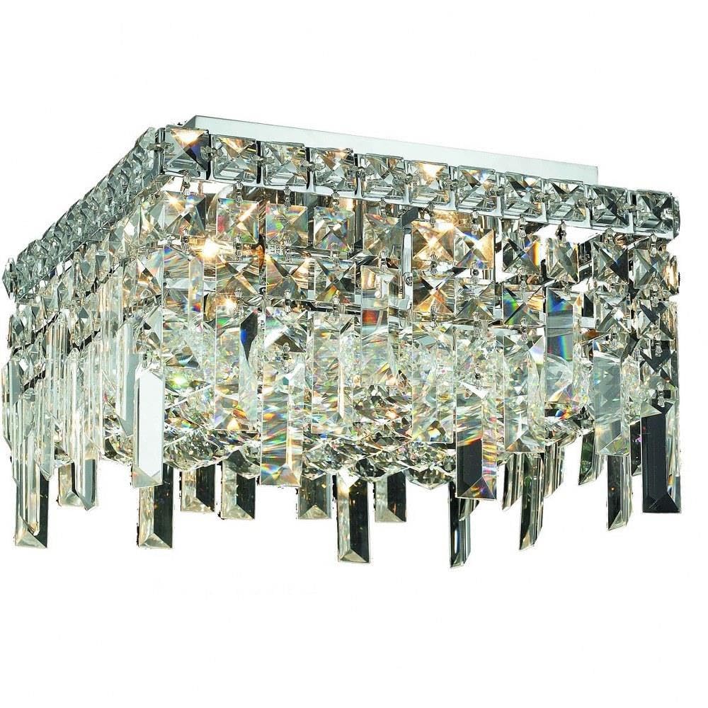 Elegant Lighting 2033F14C/RC 5-Light Flush Mount Chandelier Chrome Finish Clear Crystal