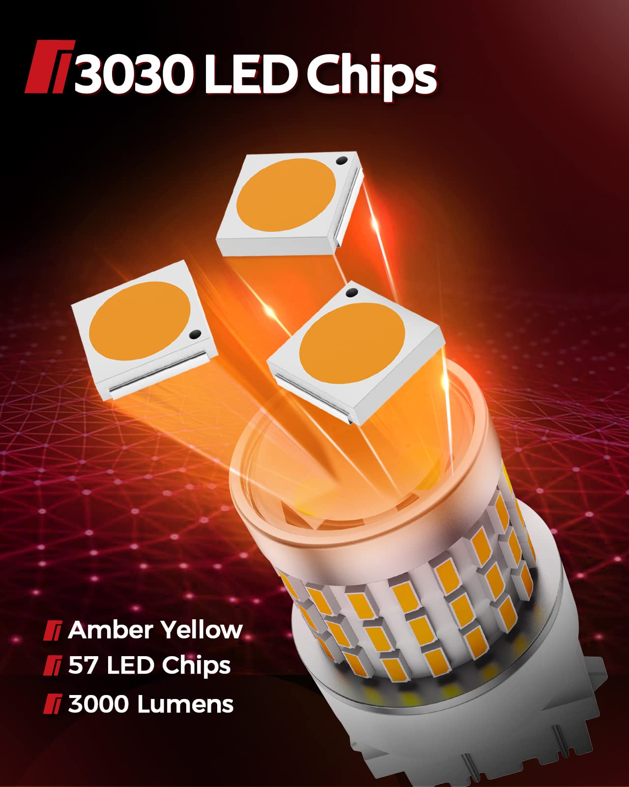 Torchbeam 3157 Led Bulbs, Led Turn Signal Lights Bulbs, Yellow Amber 300% Brighter 3156 3056 4057 4157 Led Bulb With Projector For Parking Side Marker Brake Blinker Lights, Pack Of 2