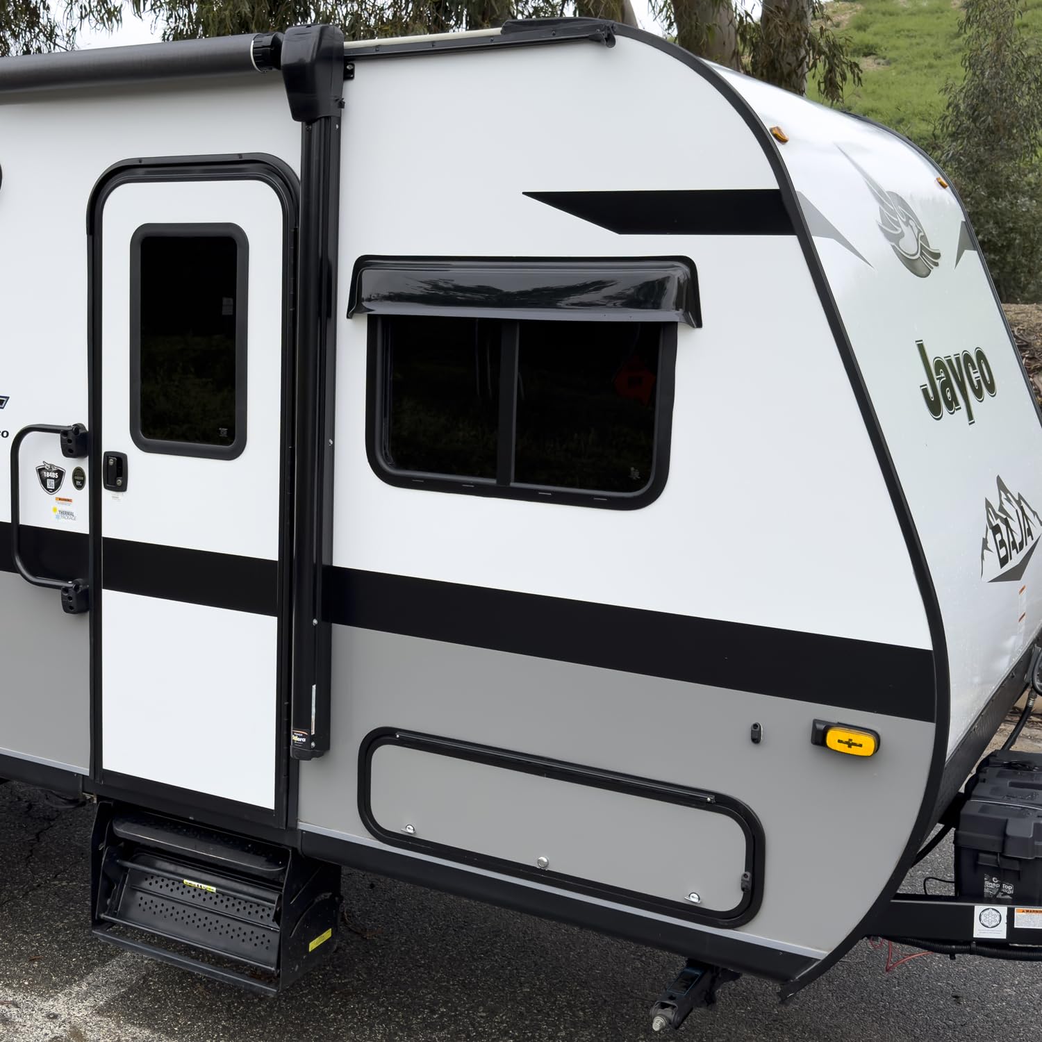 GT Styling RainBlade RV Window Deflector - Smoke Acrylic Sun Visor, Fits 44-49 Inch Wide Windows